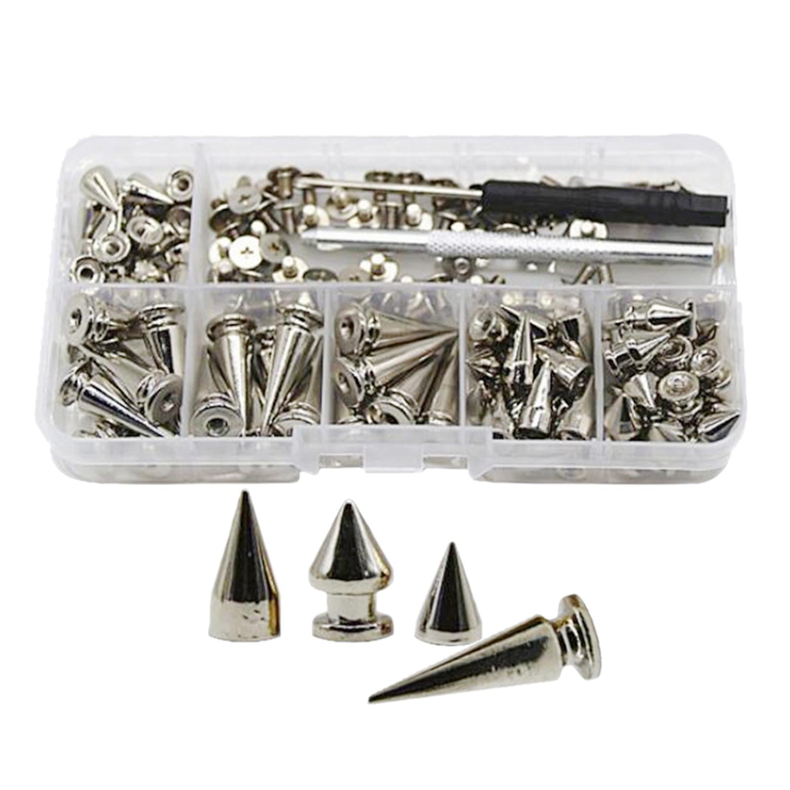 80 Pieces Zinc Alloy Cone Spikes Punk Rivets Stud Screw for Bag Craft Jacket