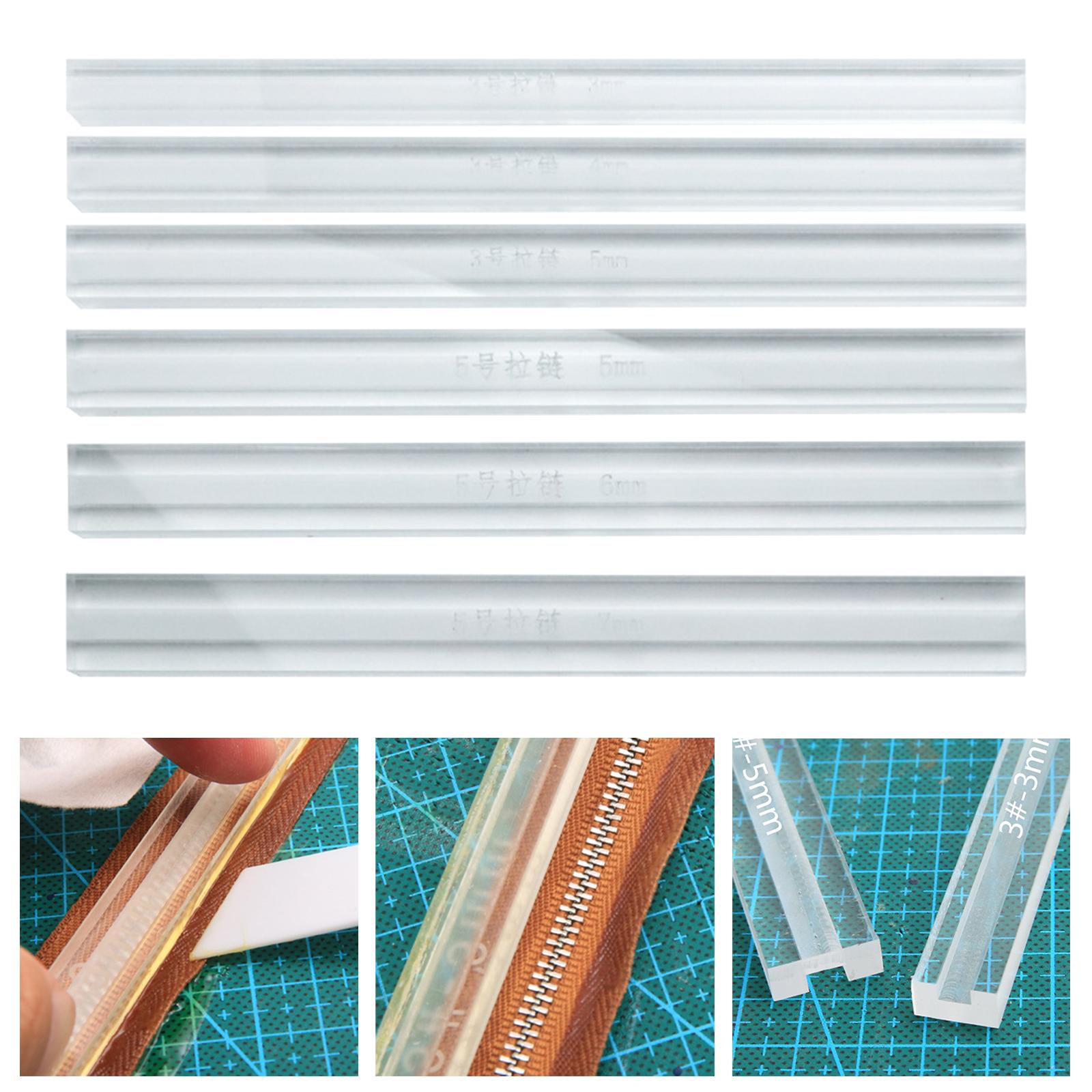 Acrylic Zipper Gluing Ruler Anti Overflow Ruler DIY Leather Craft 6 Pieces