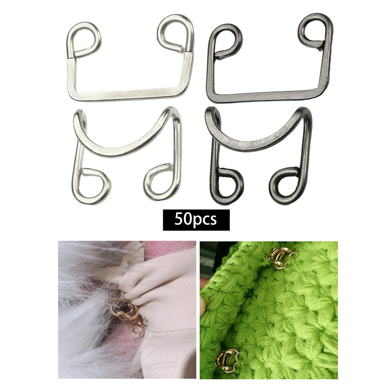 50 Pairs Metal Buckle Waist Accs Clasp Invisible for Jeans Fabric Crafts Bra Argent