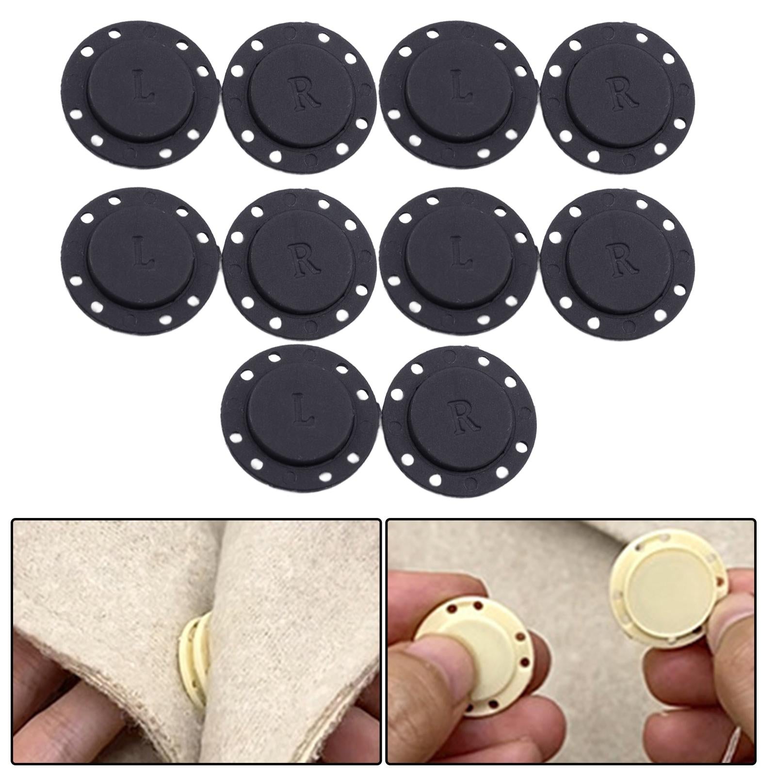 5 Pairs Invisible Buttons Jacket Cardigan Concealed Buckle Snap Buttons 22mm Black