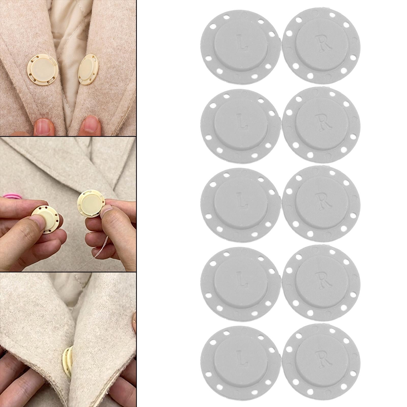 5 Pairs Invisible Buttons Jacket Cardigan Concealed Buckle Snap Buttons 22mm White