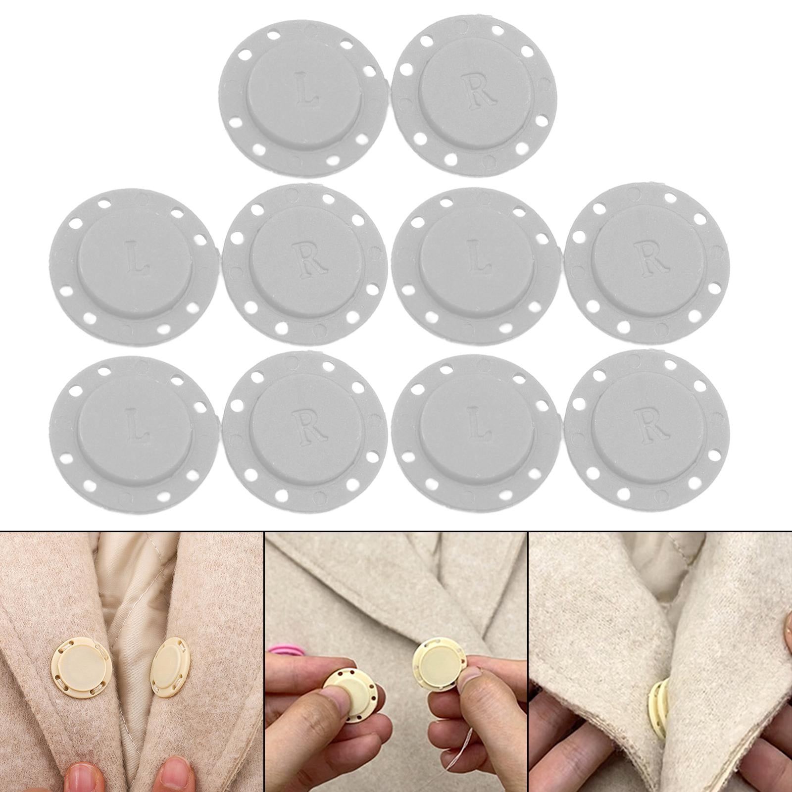 5 Pairs Invisible Buttons Jacket Cardigan Concealed Buckle Snap Buttons 22mm White
