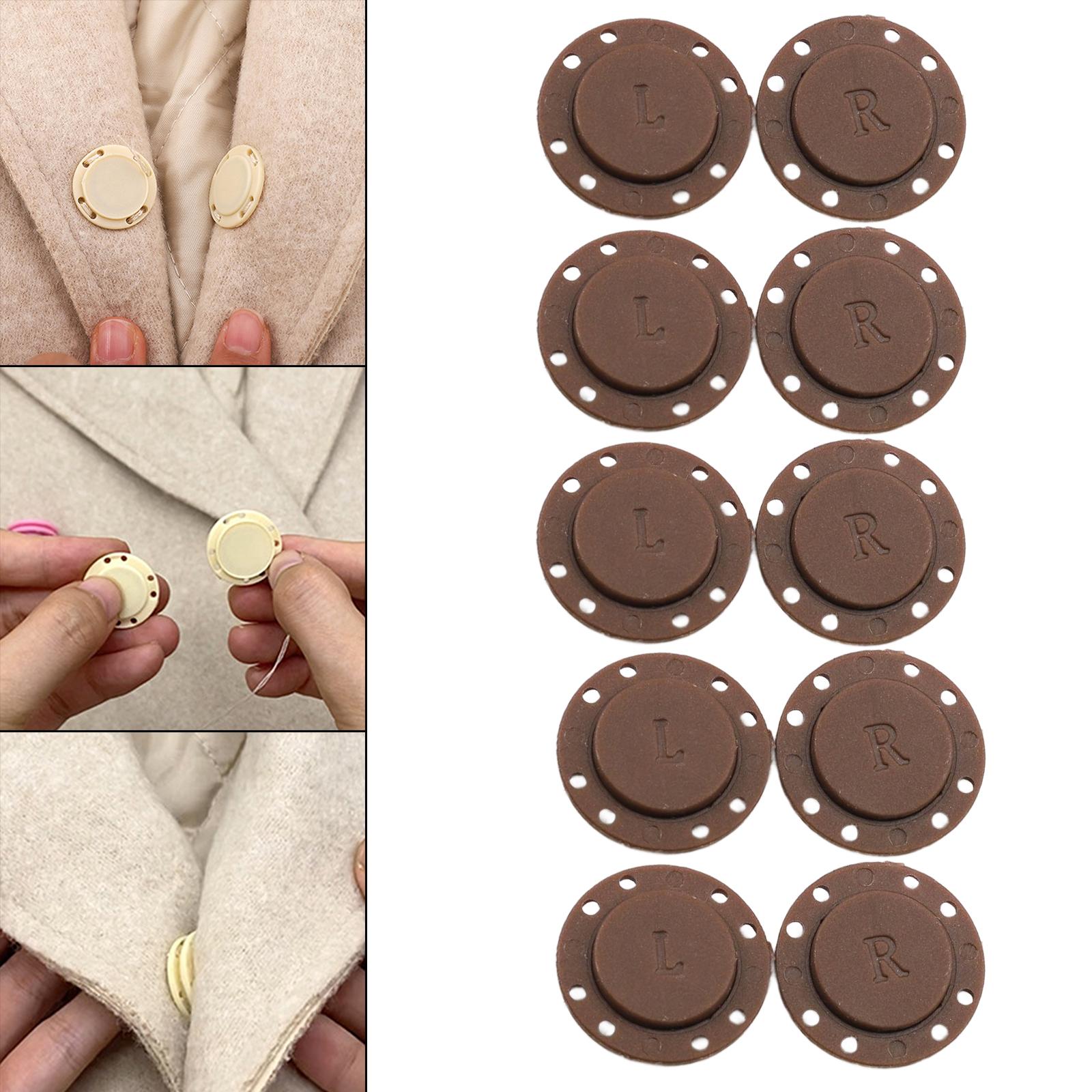 5 Pairs Invisible Buttons Jacket Cardigan Concealed Buckle Snap Buttons 22mm Coffee