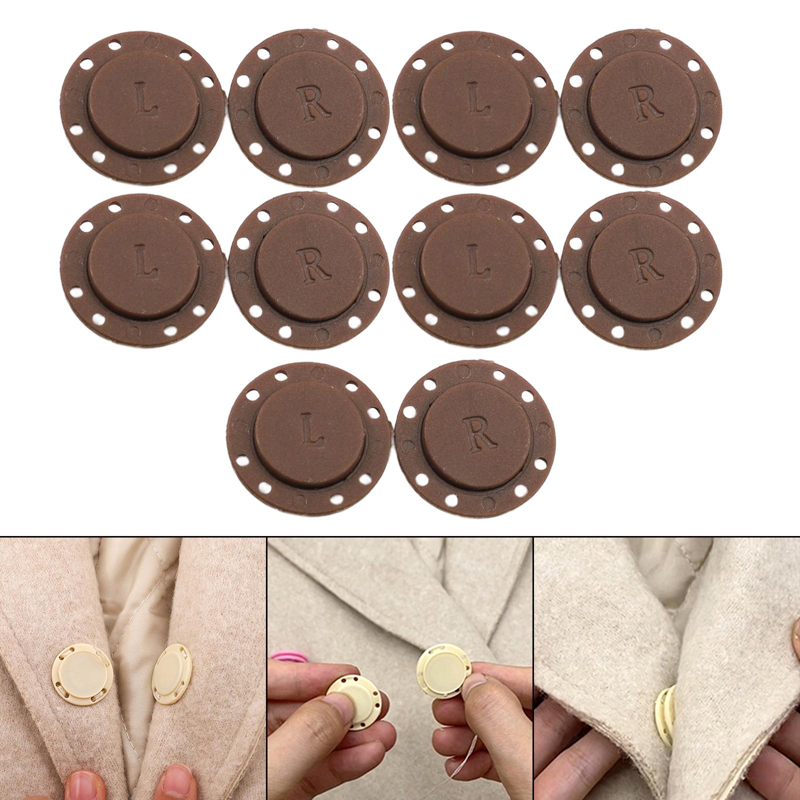 5 Pairs Invisible Buttons Jacket Cardigan Concealed Buckle Snap Buttons 22mm Coffee