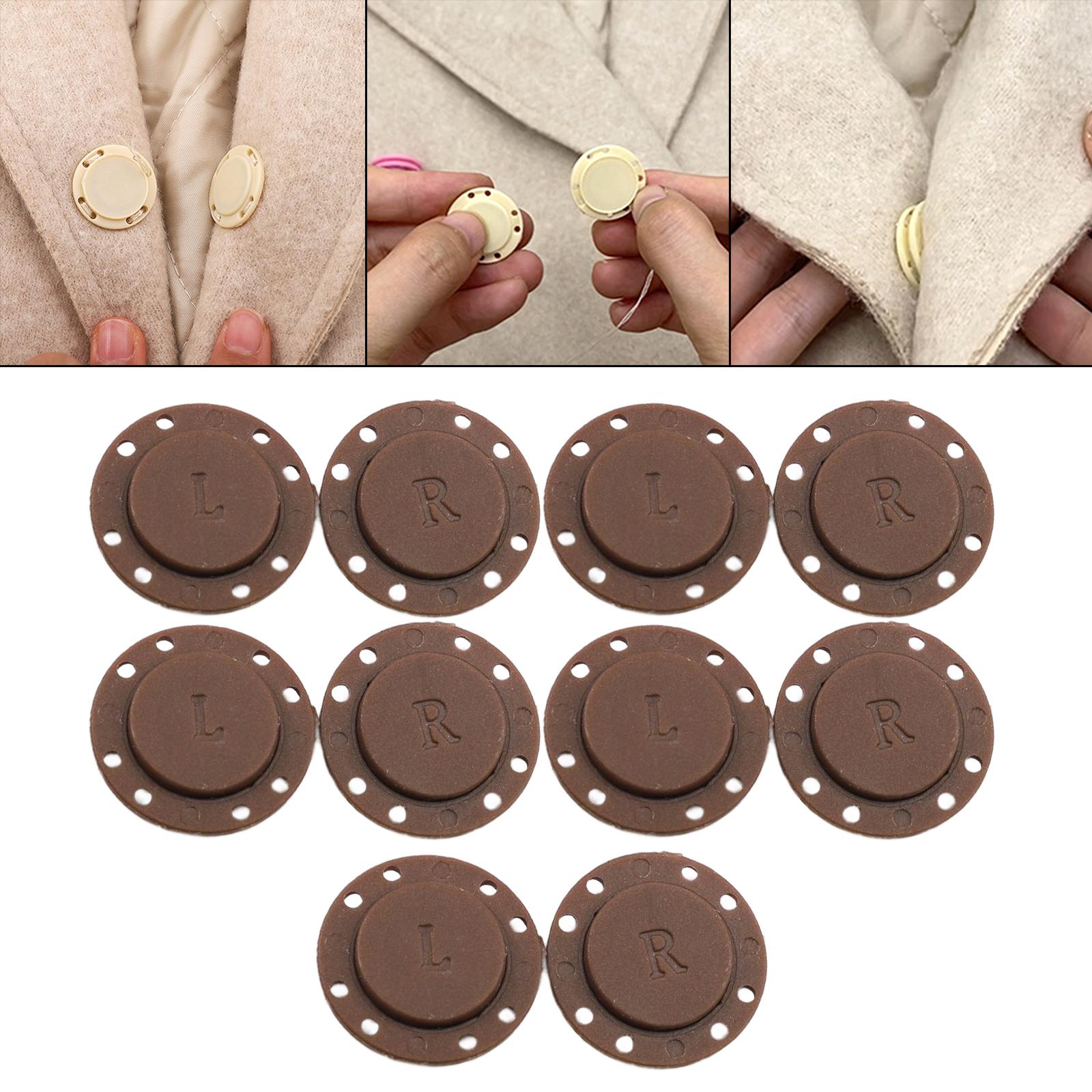 5 Pairs Invisible Buttons Jacket Cardigan Concealed Buckle Snap Buttons 22mm Coffee