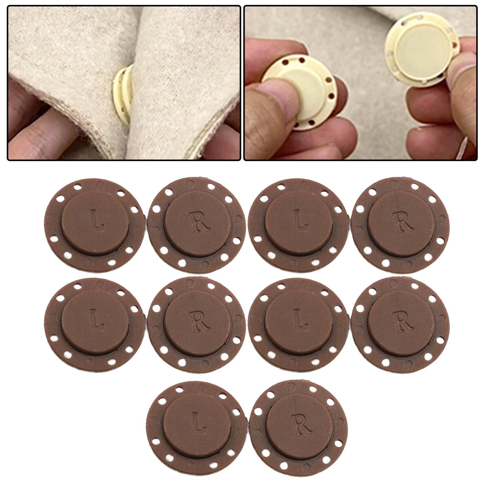 5 Pairs Invisible Buttons Jacket Cardigan Concealed Buckle Snap Buttons 22mm Coffee