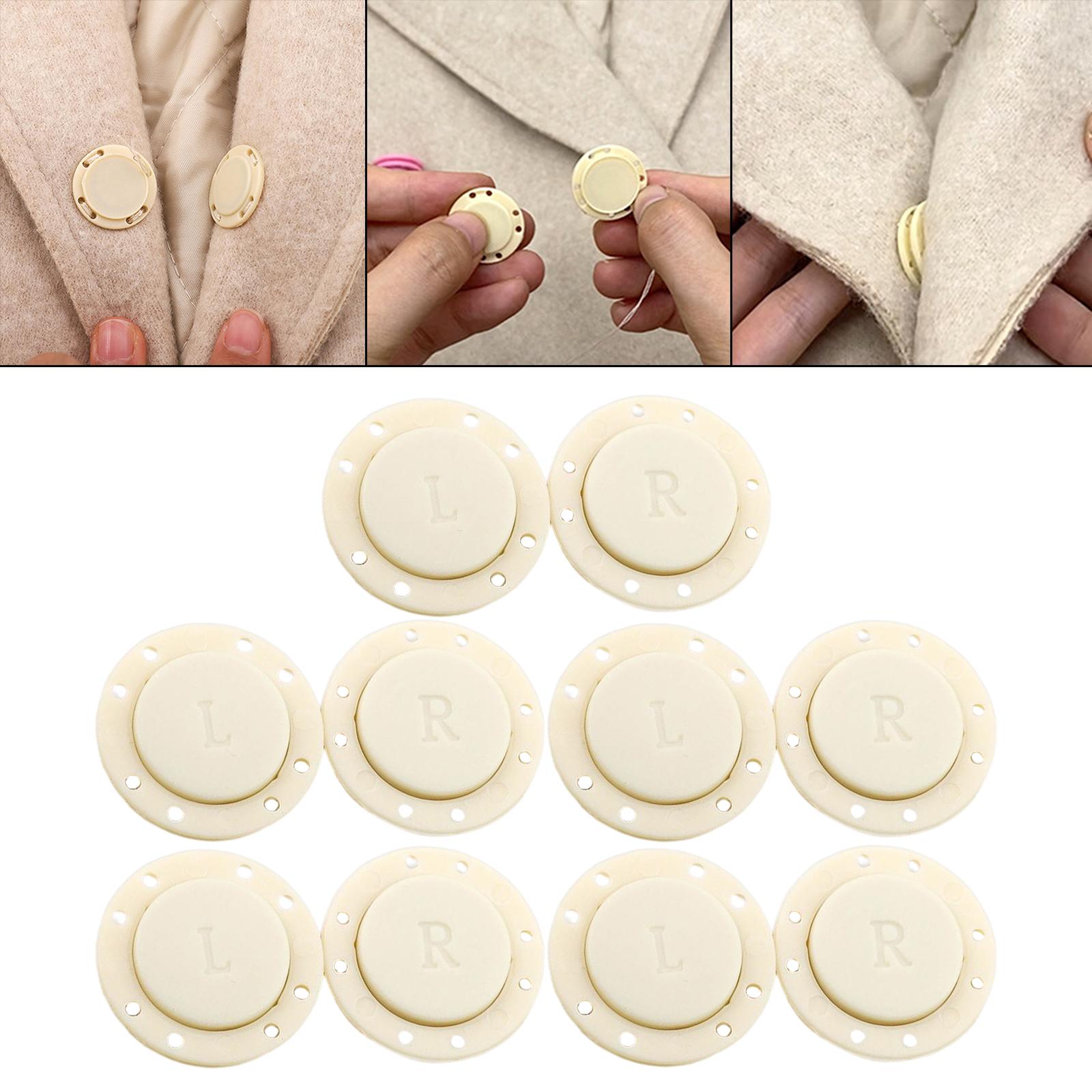 5 Pairs Invisible Buttons Jacket Cardigan Concealed Buckle Snap Buttons 22mm Beige