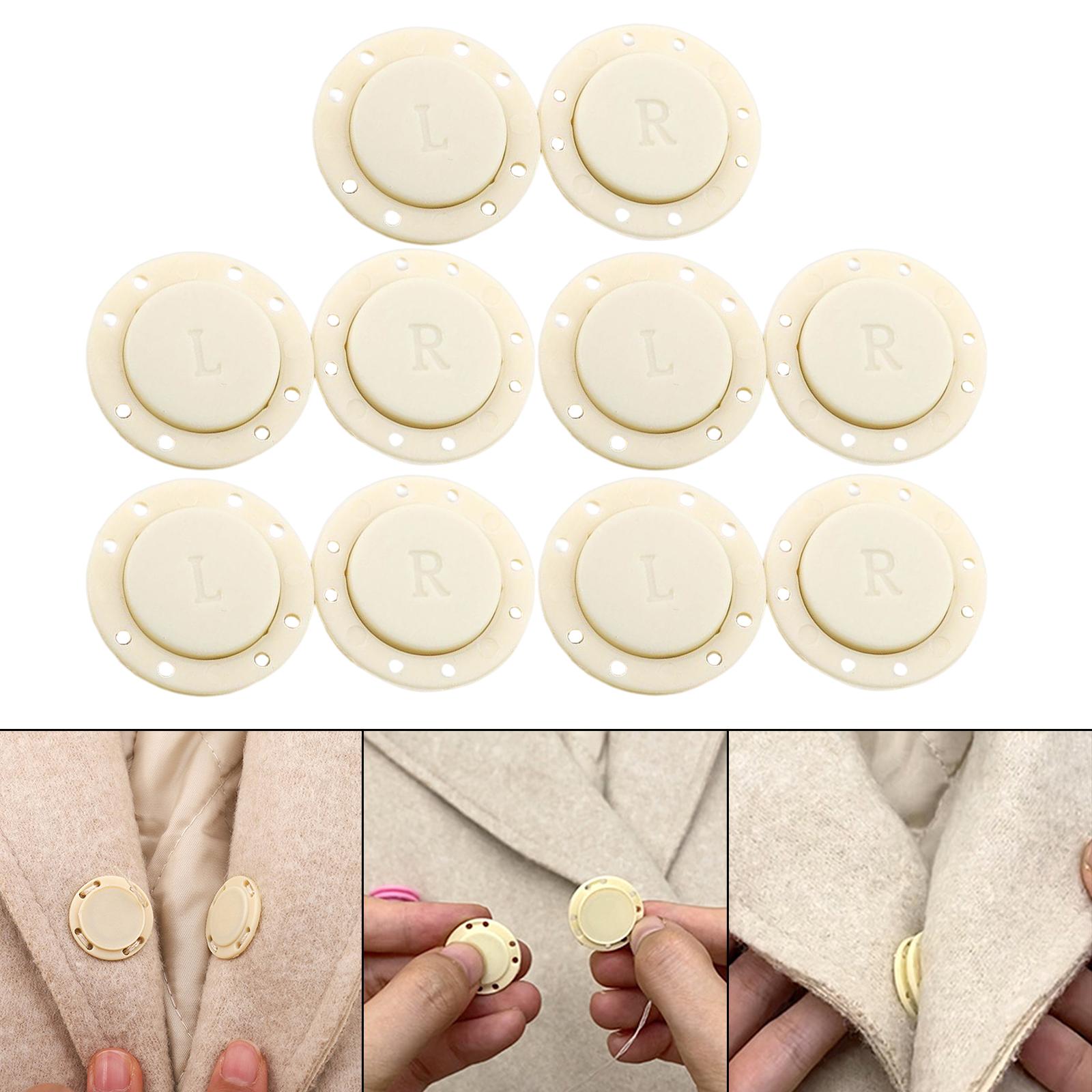 5 Pairs Invisible Buttons Jacket Cardigan Concealed Buckle Snap Buttons 22mm Beige