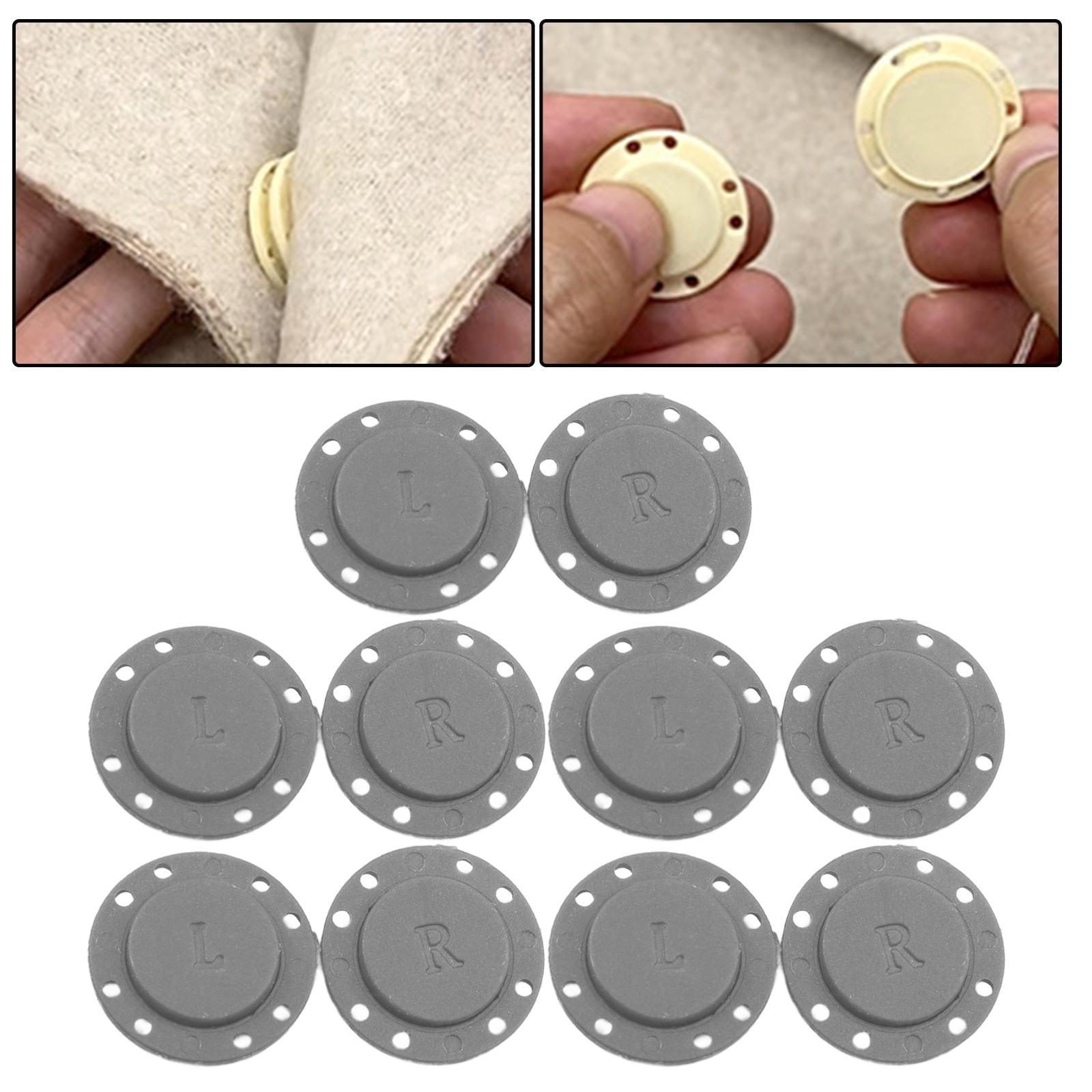 5 Pairs Invisible Buttons Jacket Cardigan Concealed Buckle Snap Buttons 22mm Gray