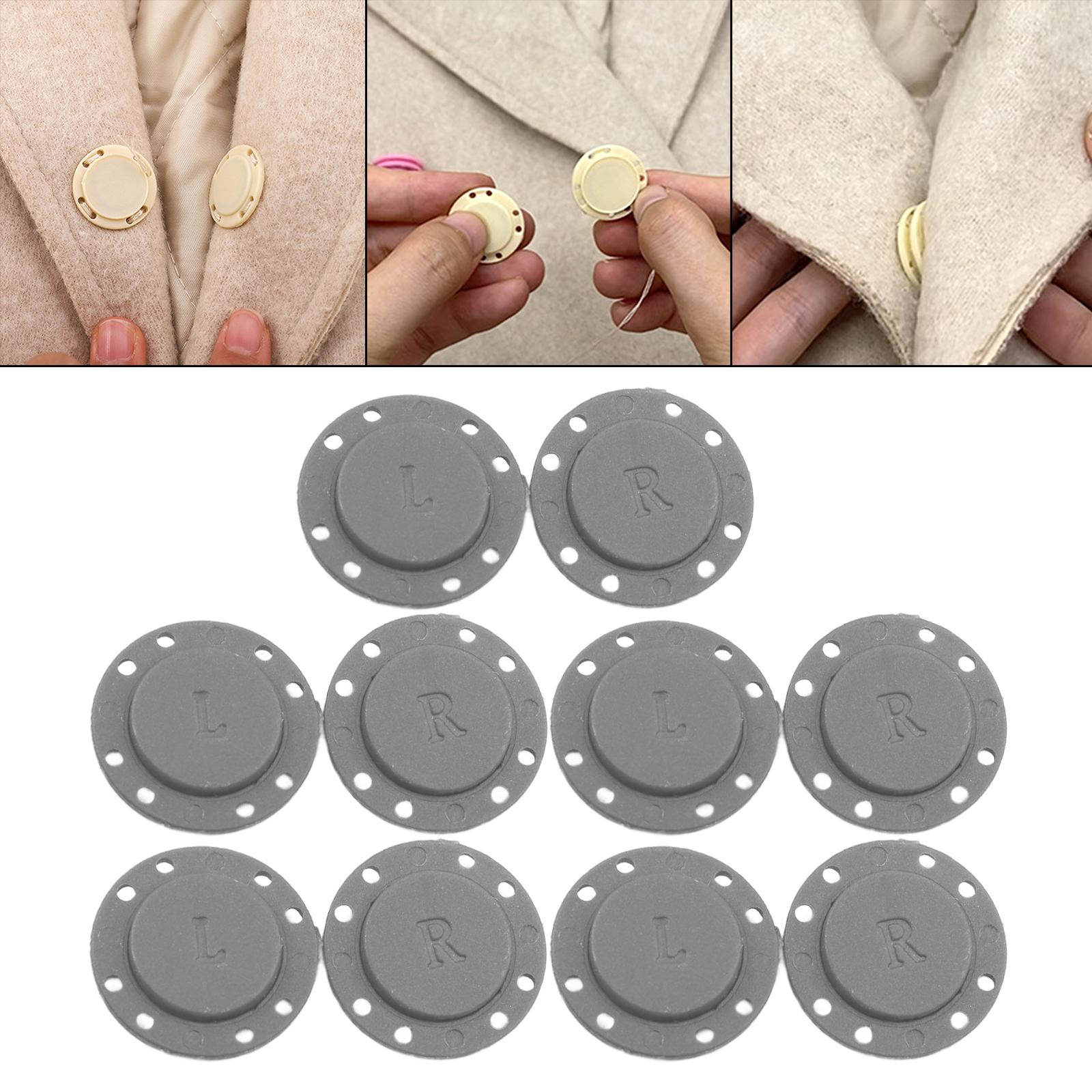 5 Pairs Invisible Buttons Jacket Cardigan Concealed Buckle Snap Buttons 22mm Gray