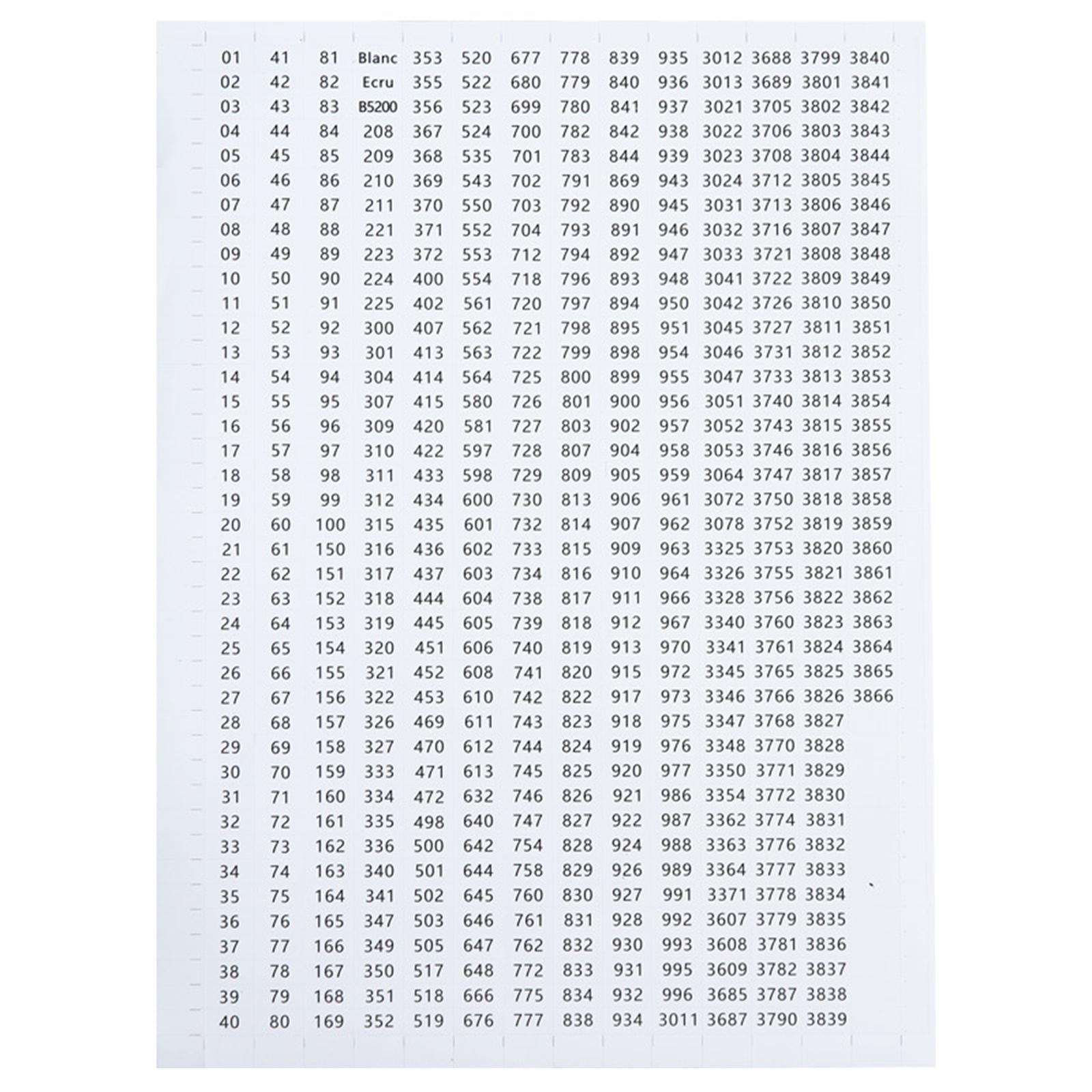 DMC Floss Number Stickers Classification Labels Letters Stitch Tool white