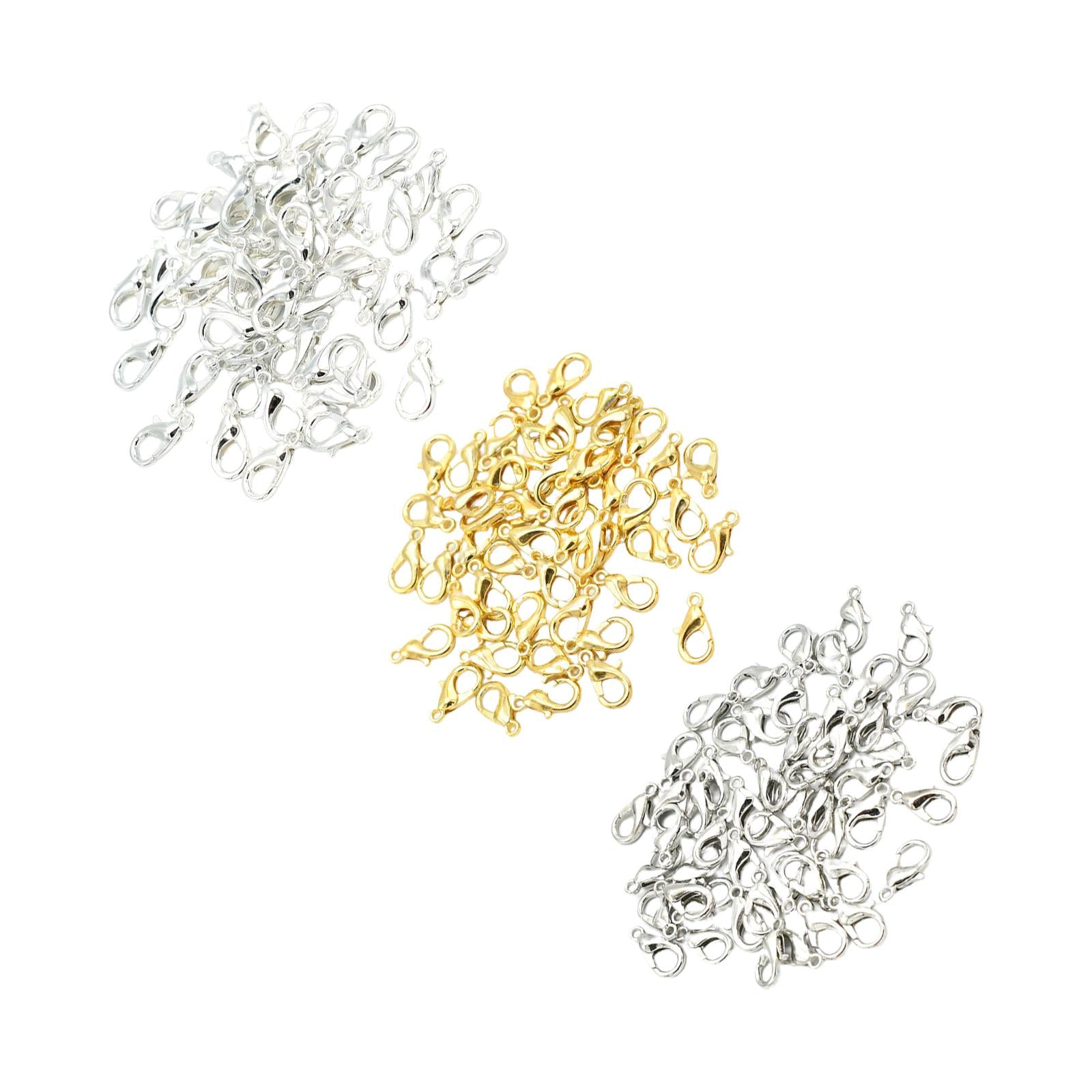 50 Pieces Small Lobster Clasps Zinc Alloy for DIY Crafts Necklace Silver
