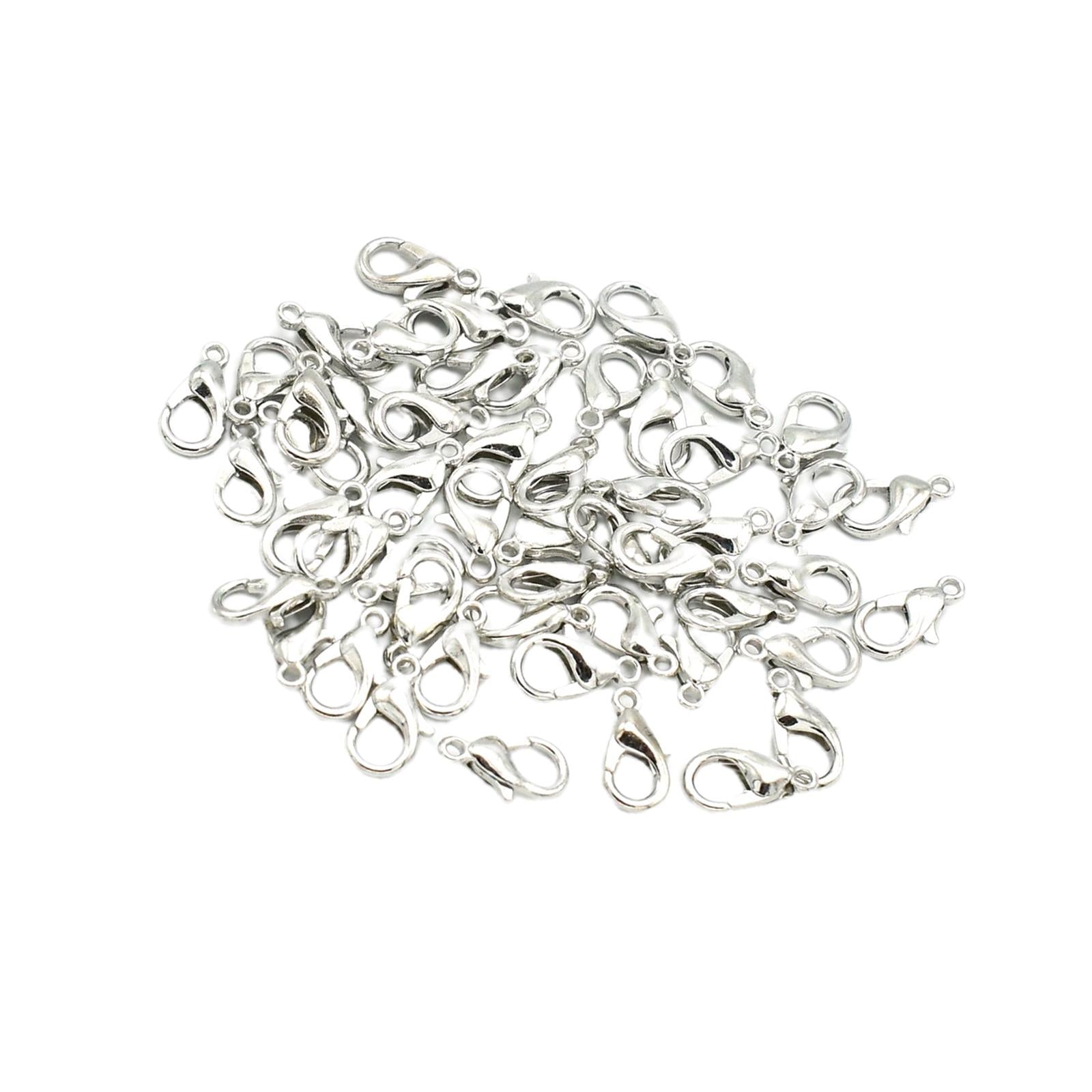 50 Pieces Small Lobster Clasps Zinc Alloy for DIY Crafts Necklace White