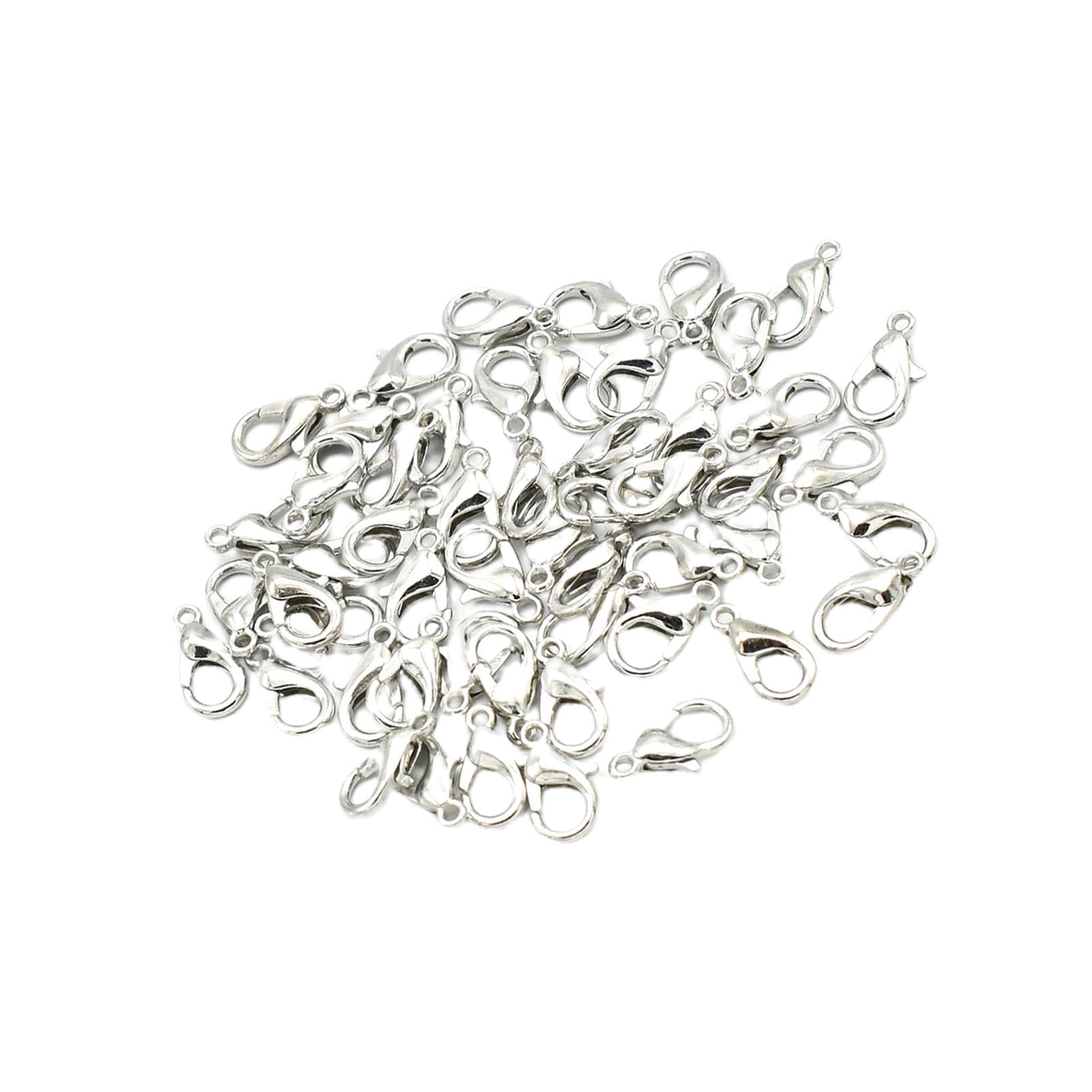 50 Pieces Small Lobster Clasps Zinc Alloy for DIY Crafts Necklace White