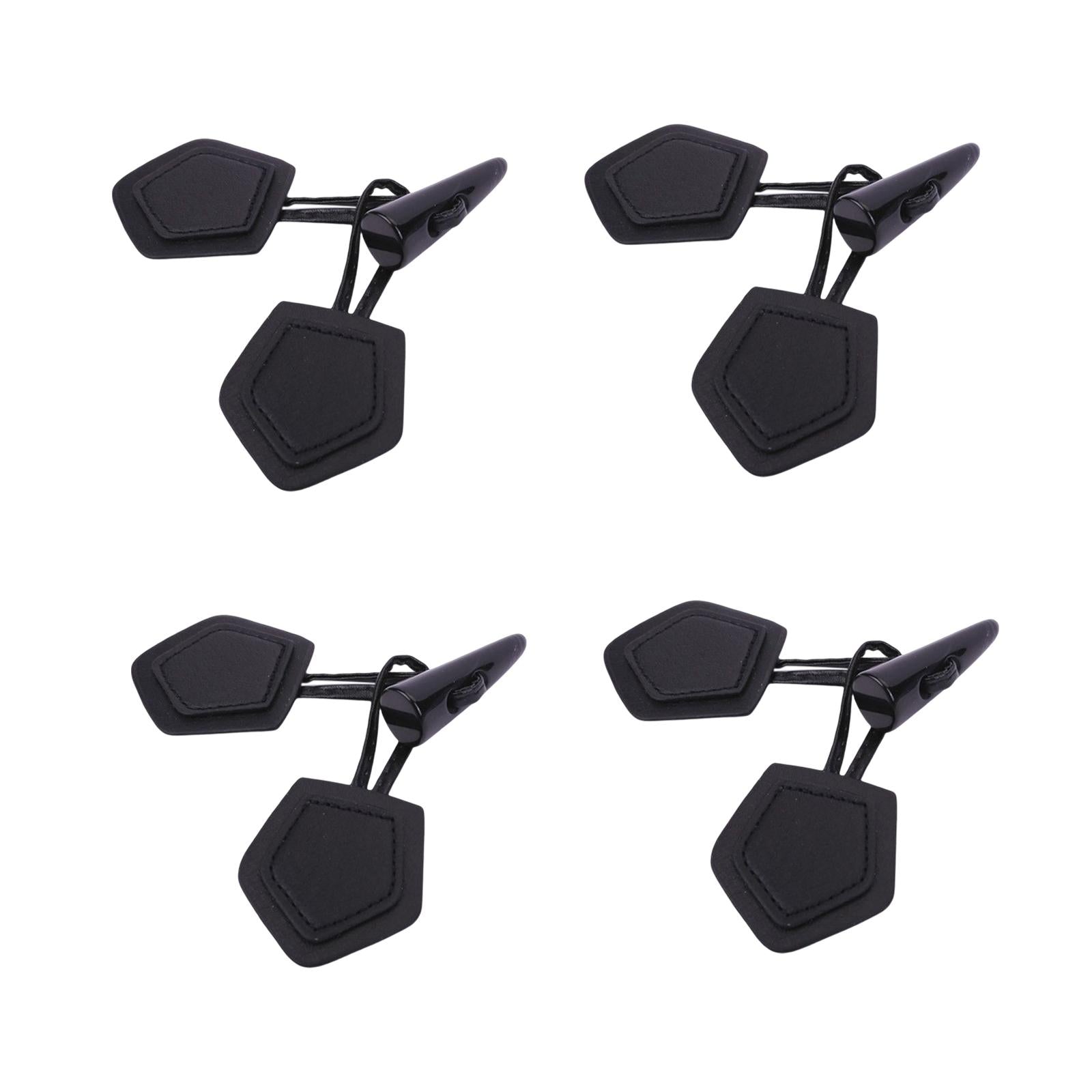 4 Pairs Leather Horn Toggle Button DIY Accessory Arts Crafts Clothes