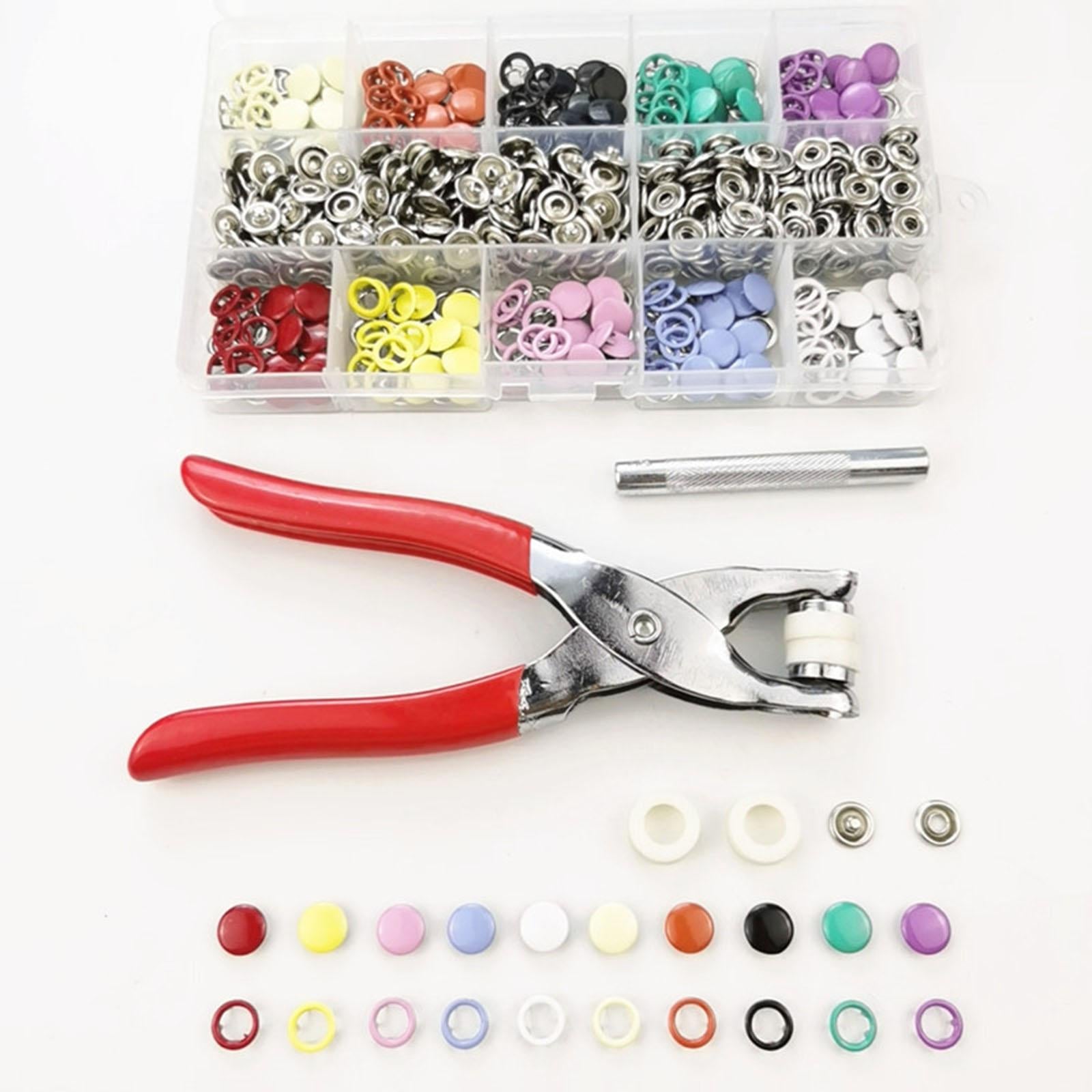 200 Pieces 9.5mm Sewing Buttons Snap Plier Popper Grommet Fasteners Clip