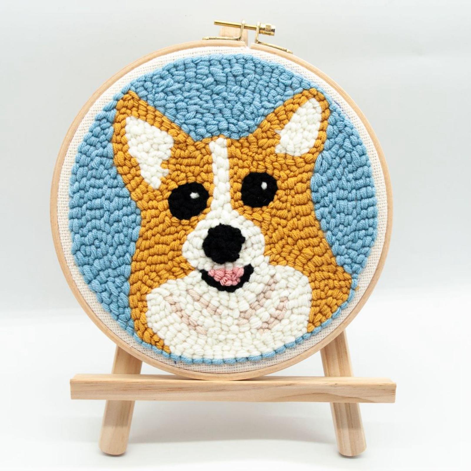 Punch Needle Embroidery Starter Kits Cute Dog Hooking Kit Beginner
