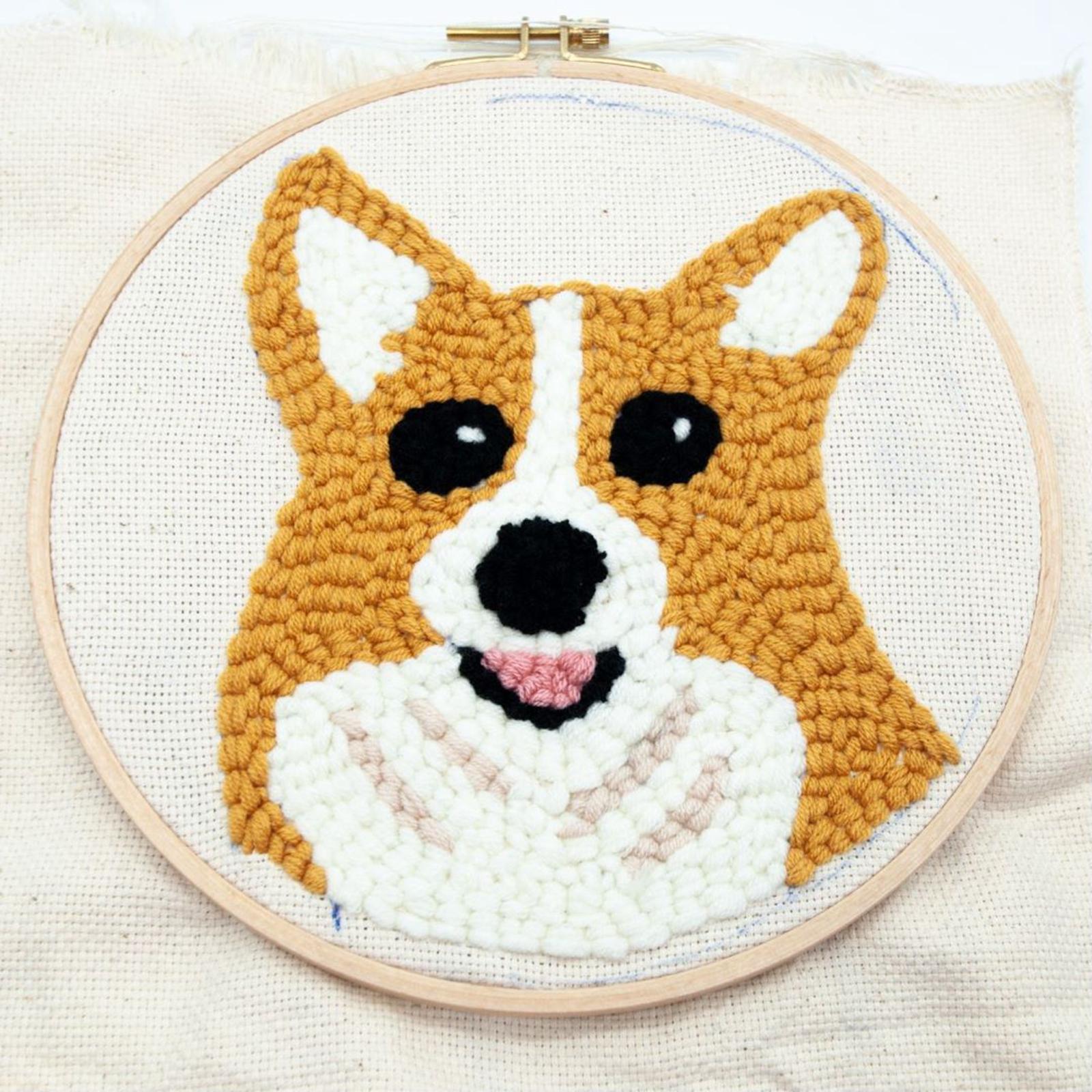 Punch Needle Embroidery Starter Kits Cute Dog Hooking Kit Beginner