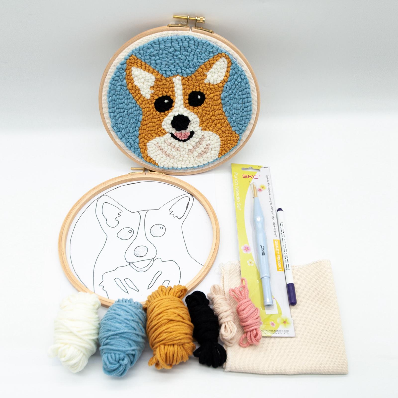 Punch Needle Embroidery Starter Kits Cute Dog Hooking Kit Beginner