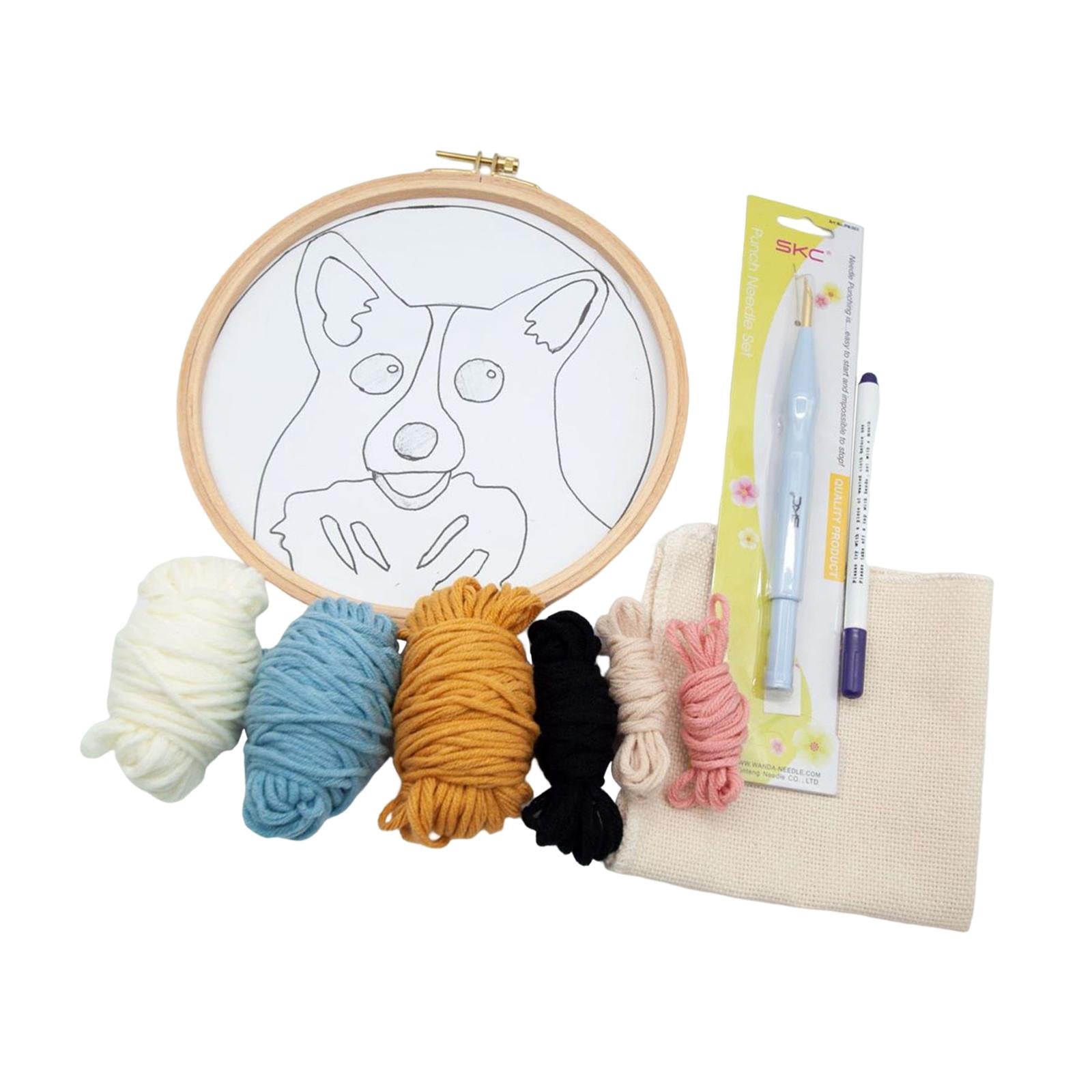 Punch Needle Embroidery Starter Kits Cute Dog Hooking Kit Beginner