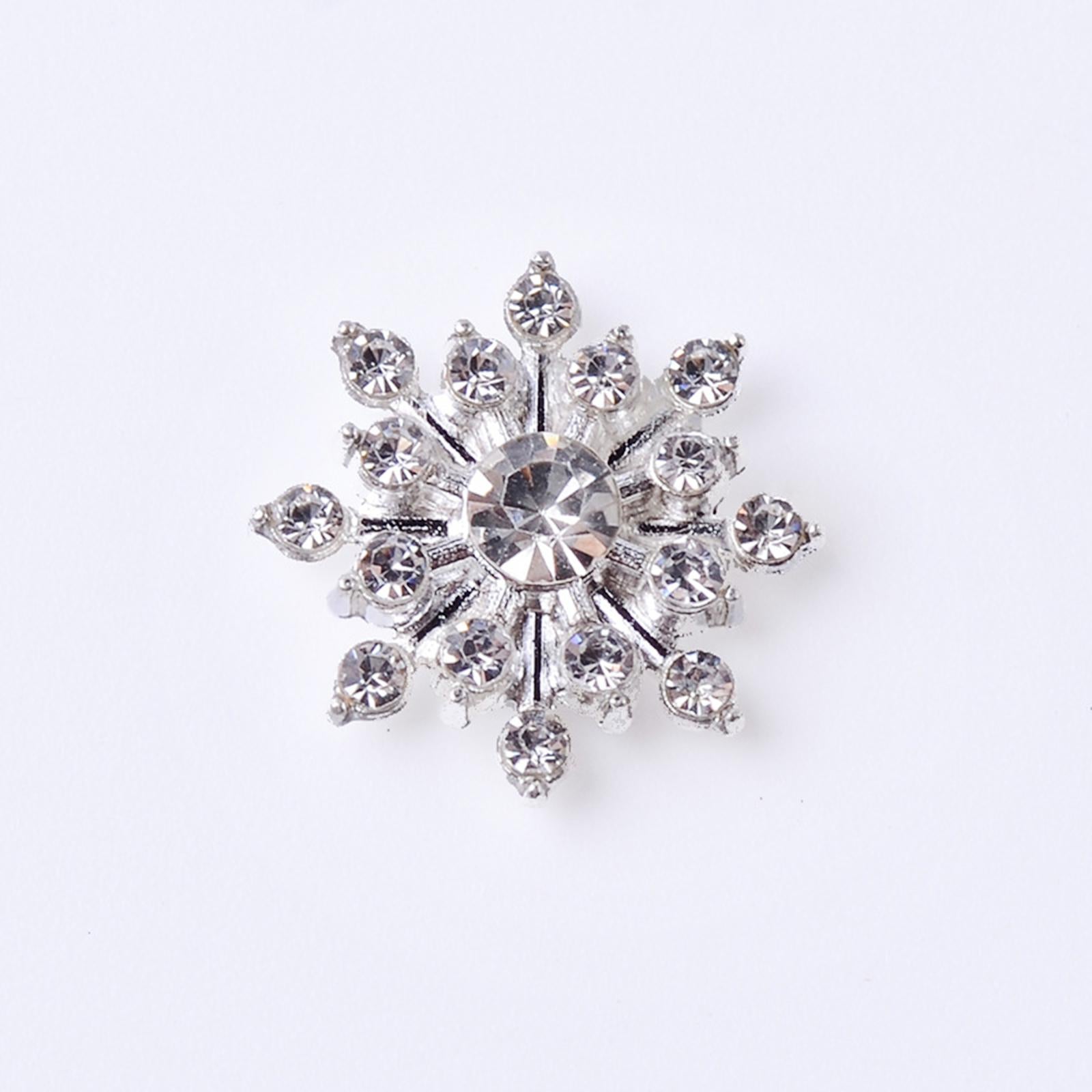 10x Crystal Flower Button DIY Scrapbook Rhinestone Flatback Embellishments Silver