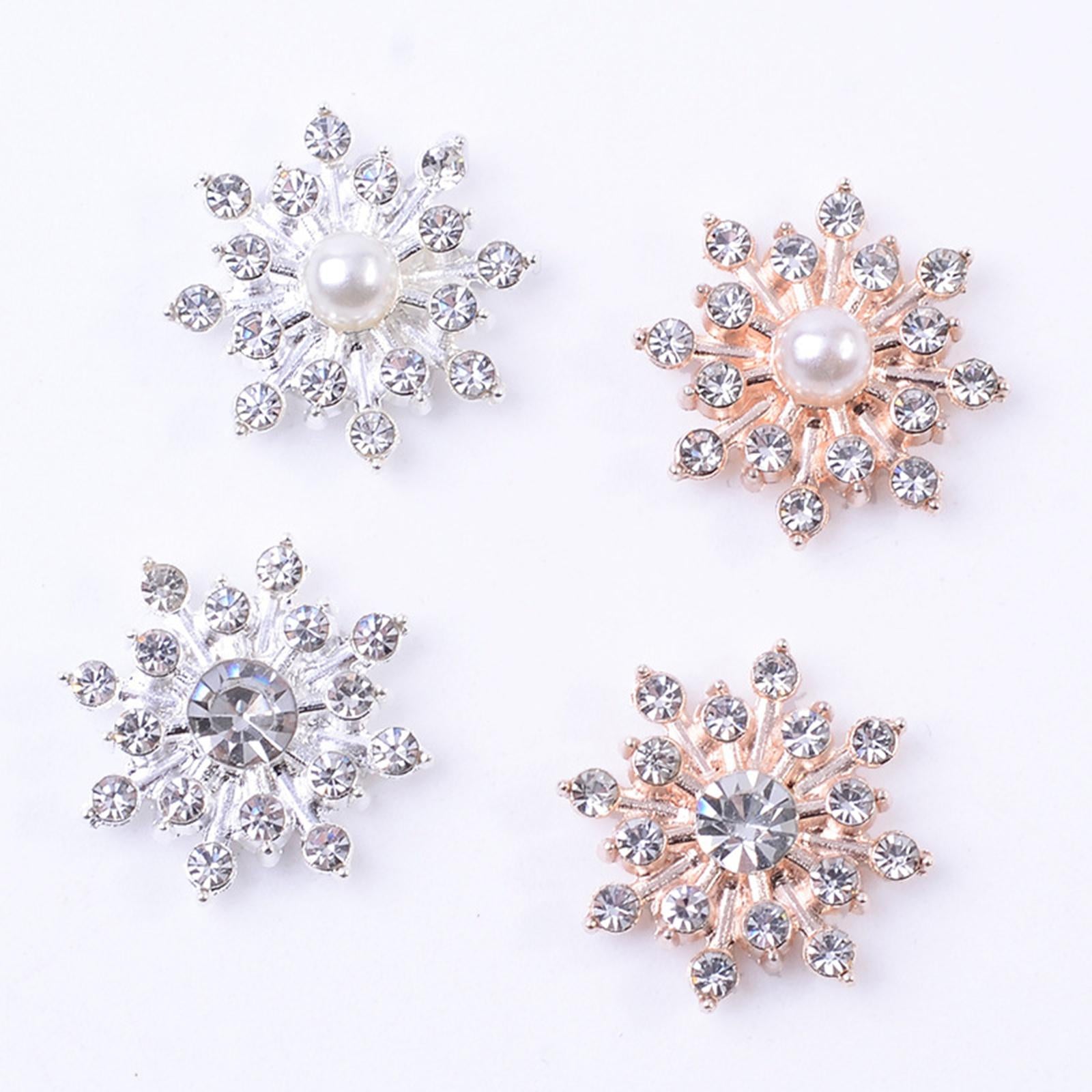 10x Crystal Flower Button DIY Scrapbook Rhinestone Flatback Embellishments Silver