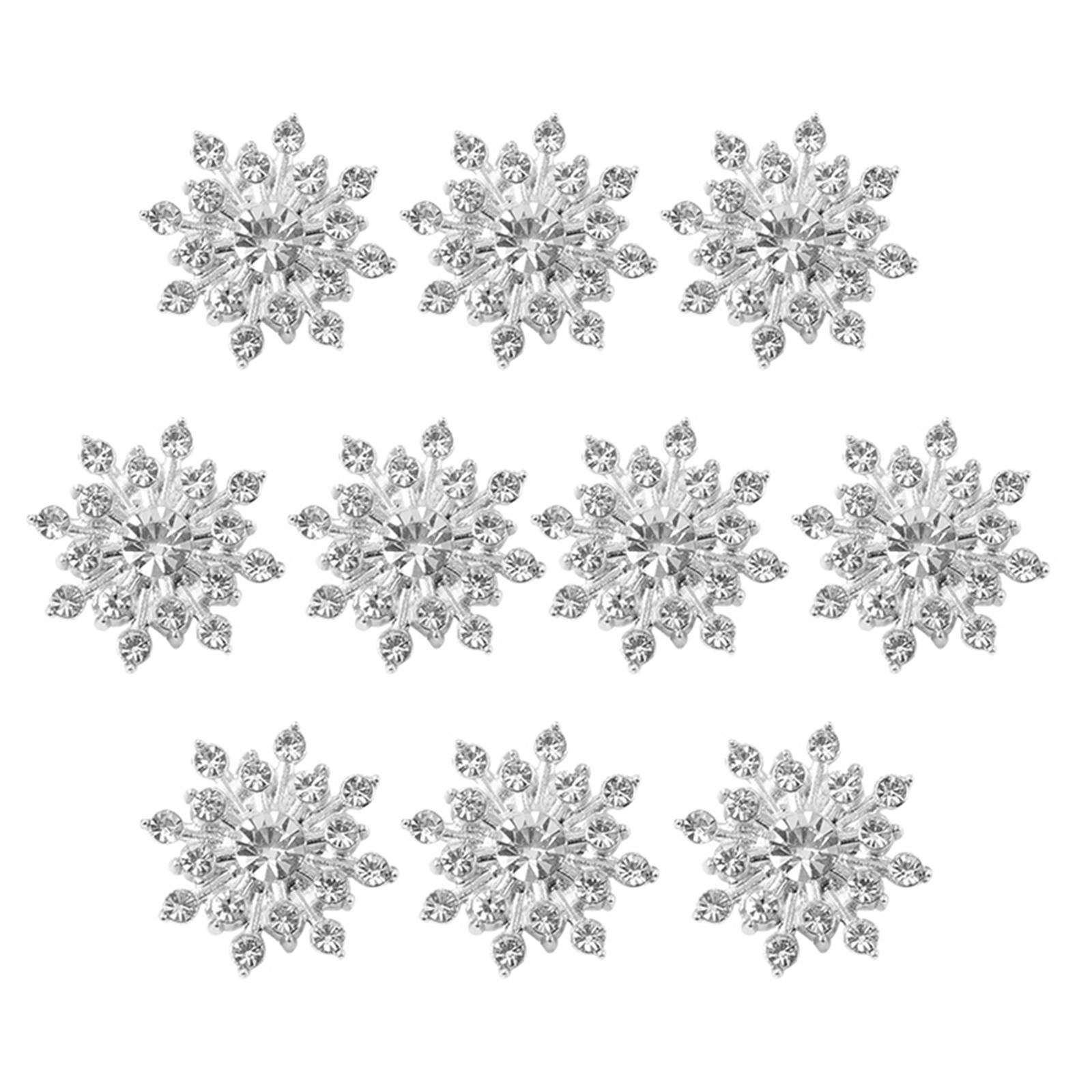 10x Crystal Flower Button DIY Scrapbook Rhinestone Flatback Embellishments Silver