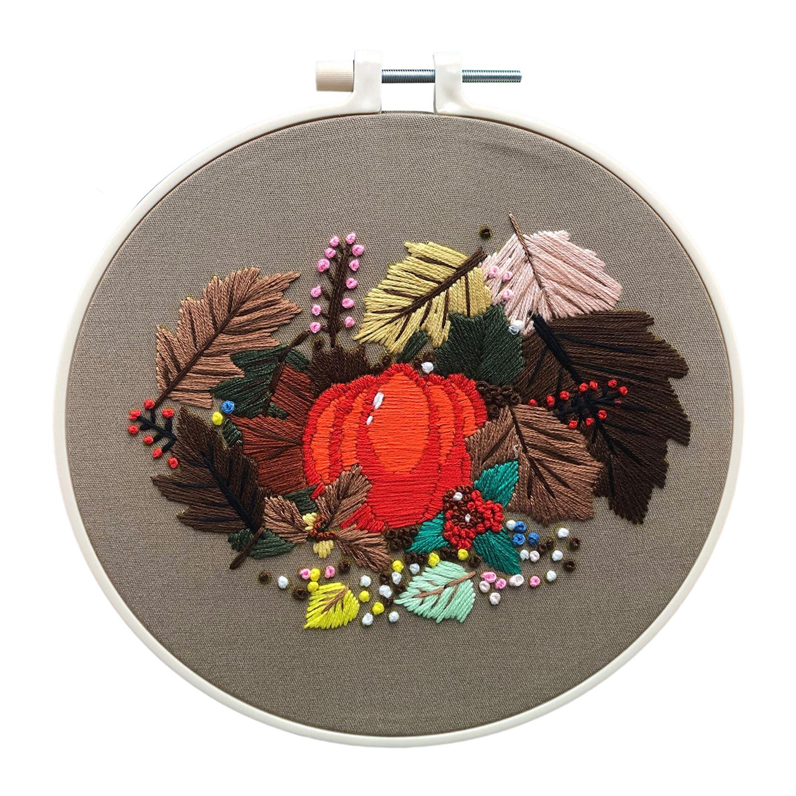 Embroidery Starter Kit Halloween Crafts Decorations Cross Stitch for Adult Maple Leaf