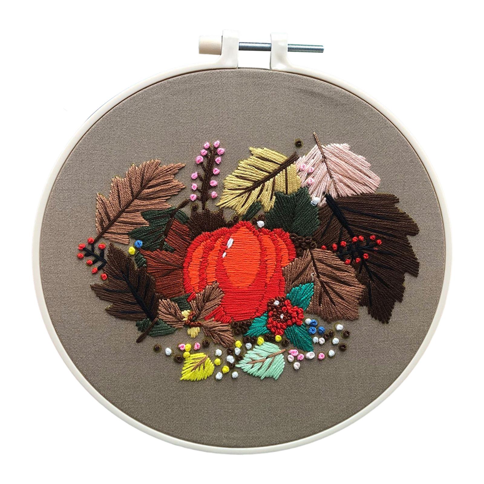 Embroidery Starter Kit Halloween Crafts Decorations Cross Stitch for Adult Maple Leaf