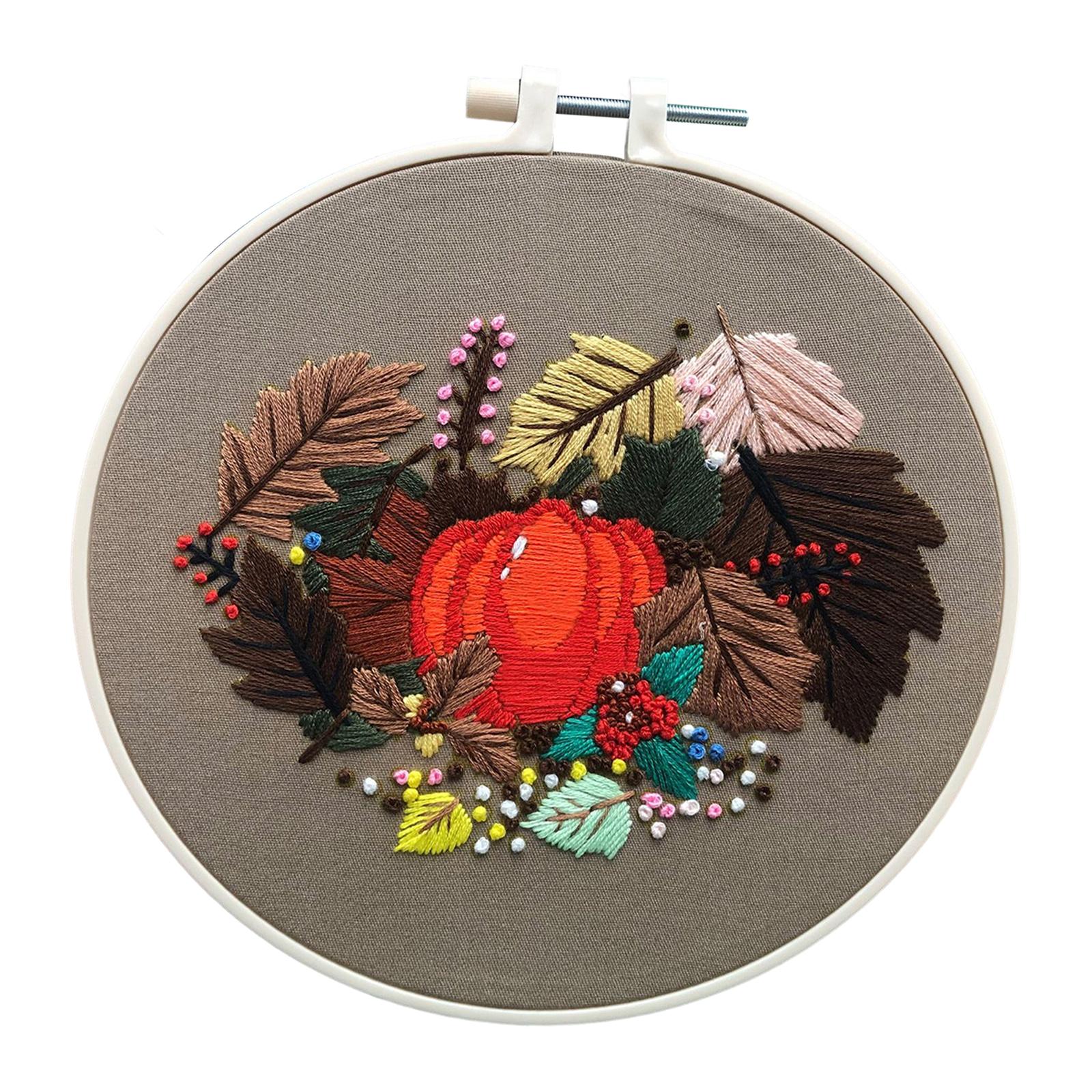 Embroidery Starter Kit Halloween Crafts Decorations Cross Stitch for Adult Maple Leaf