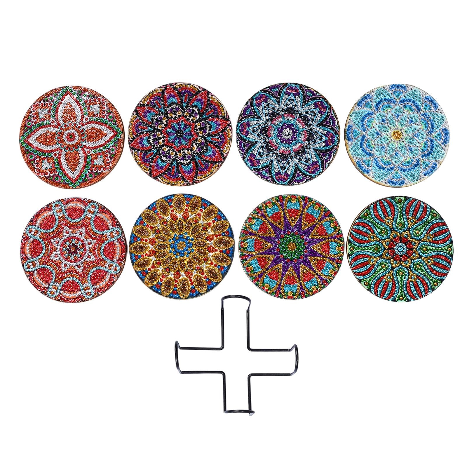 8x DIY Diamond Painting Coaster Tool Mandala for Beginners Dining Room Kids