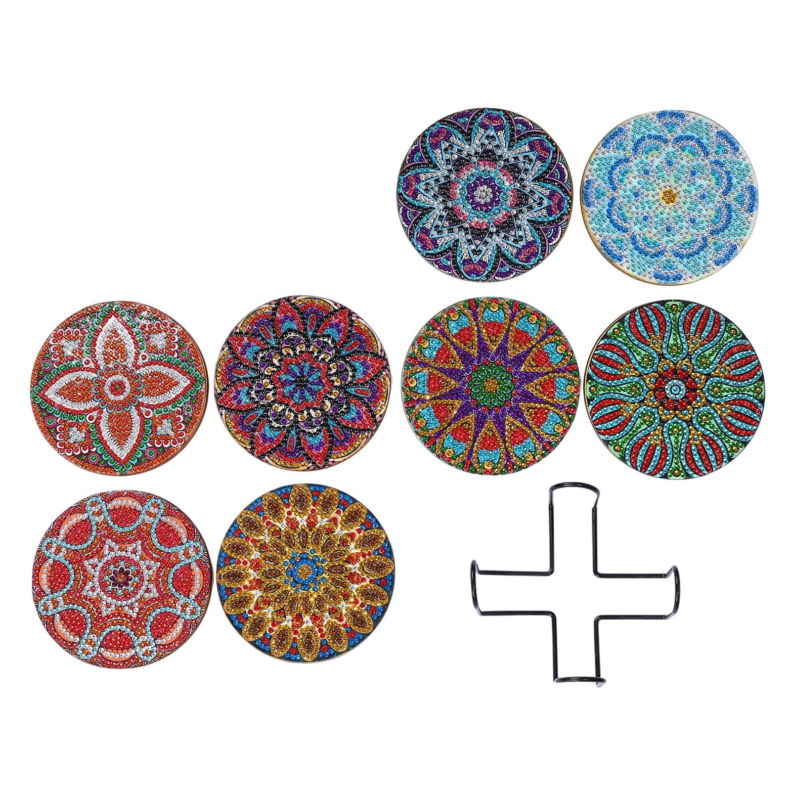 8x DIY Diamond Painting Coaster Tool Mandala for Beginners Dining Room Kids