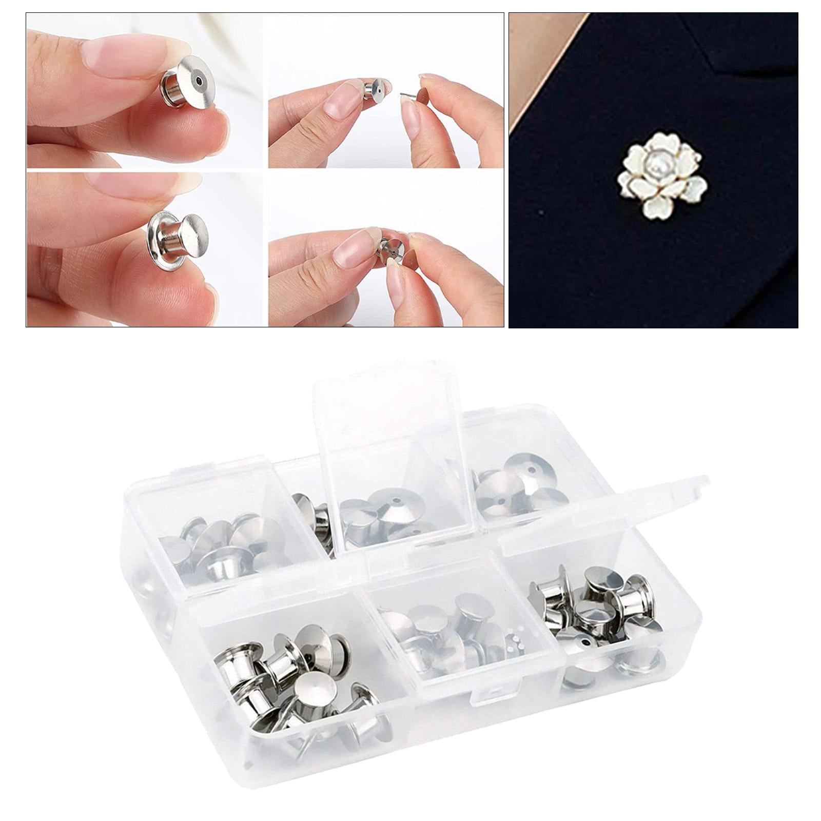 80x Metal Locking Pin Backs Clasp Locking Clasp Pins Keepers Multi-Purpose Silver