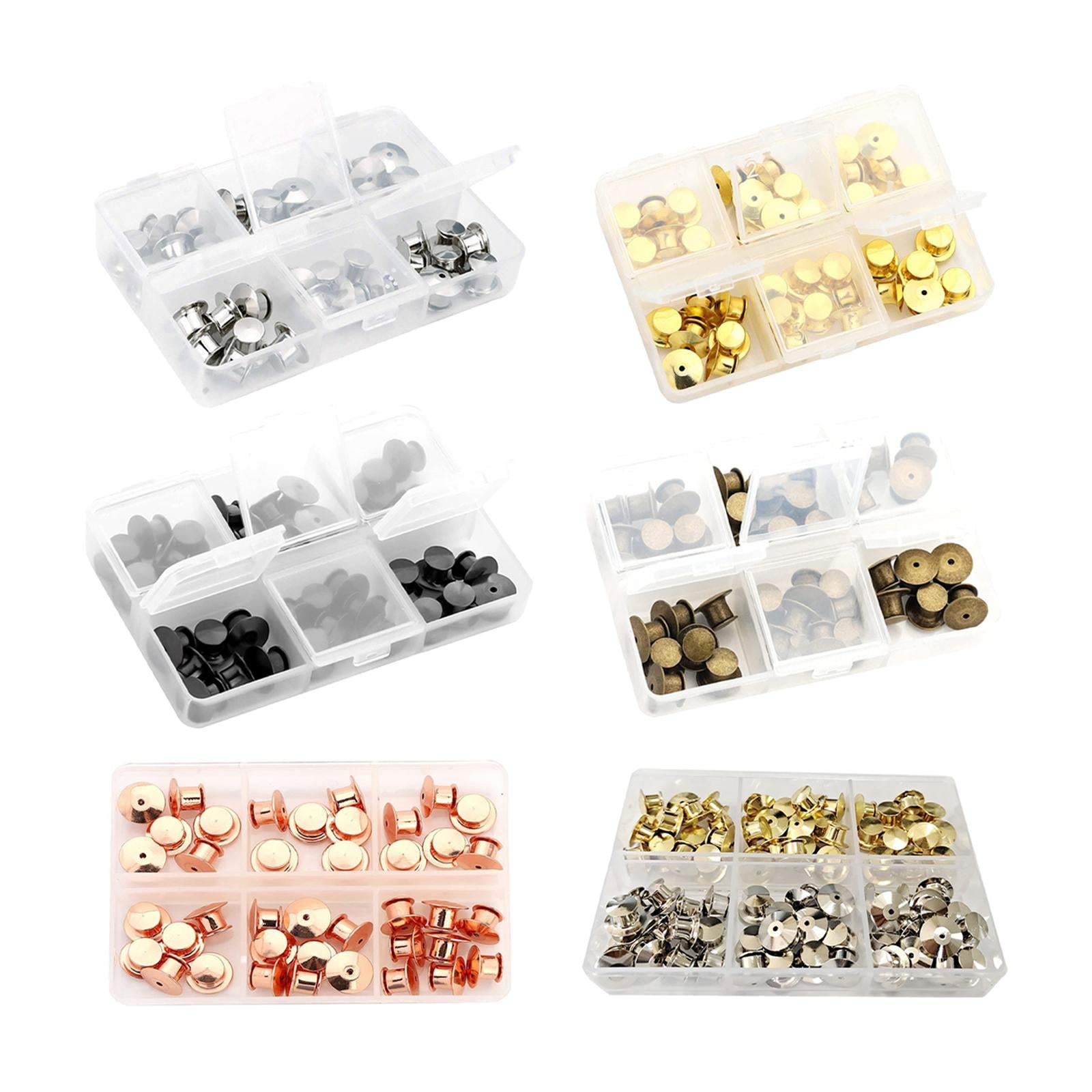 80x Metal Locking Pin Backs Clasp Locking Clasp Pins Keepers Multi-Purpose Silver