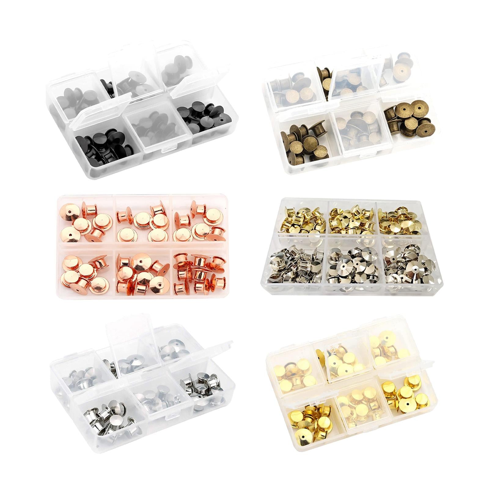 80x Metal Locking Pin Backs Clasp Locking Clasp Pins Keepers Multi-Purpose Silver