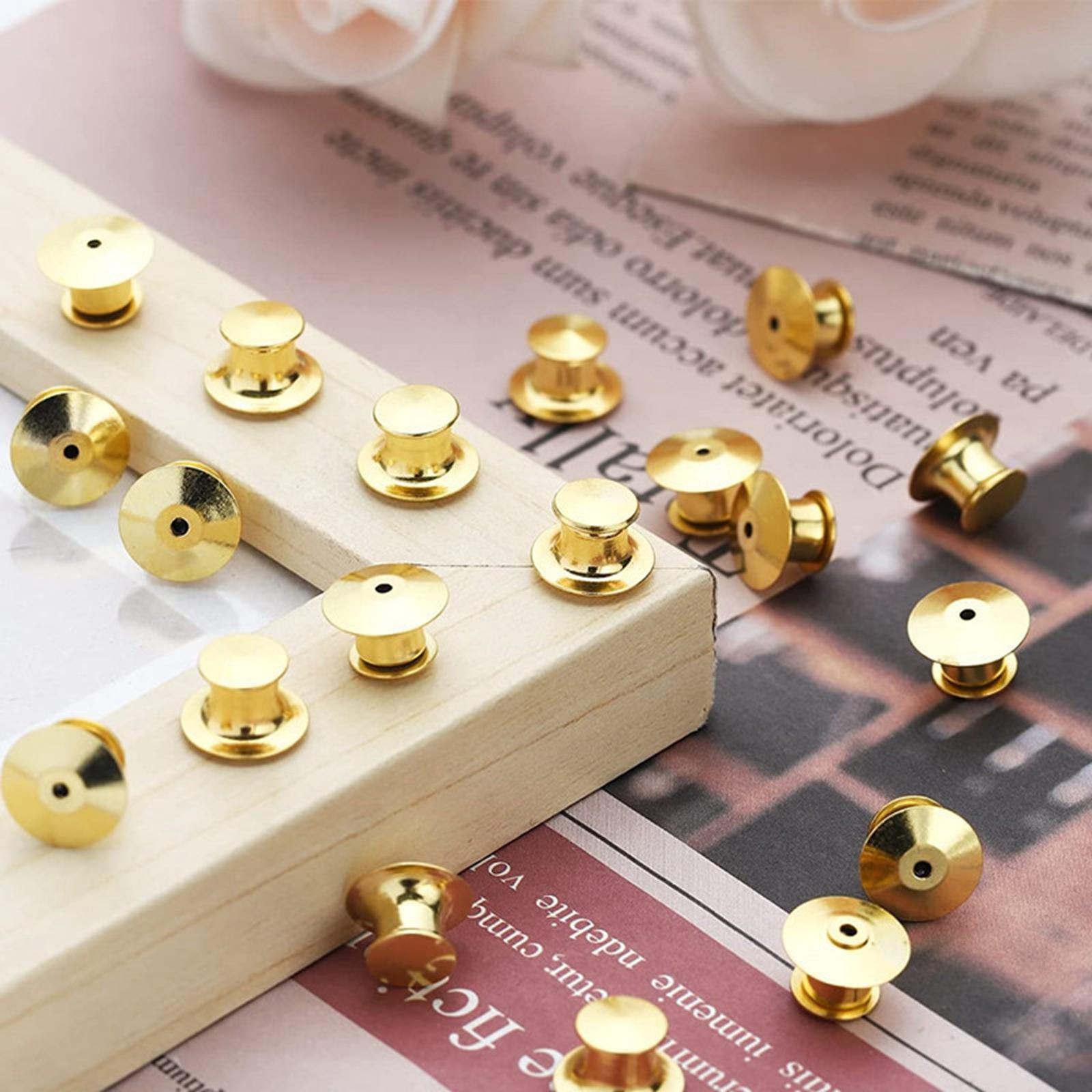 80x Metal Locking Pin Backs Clasp Locking Clasp Pins Keepers Multi-Purpose Gold