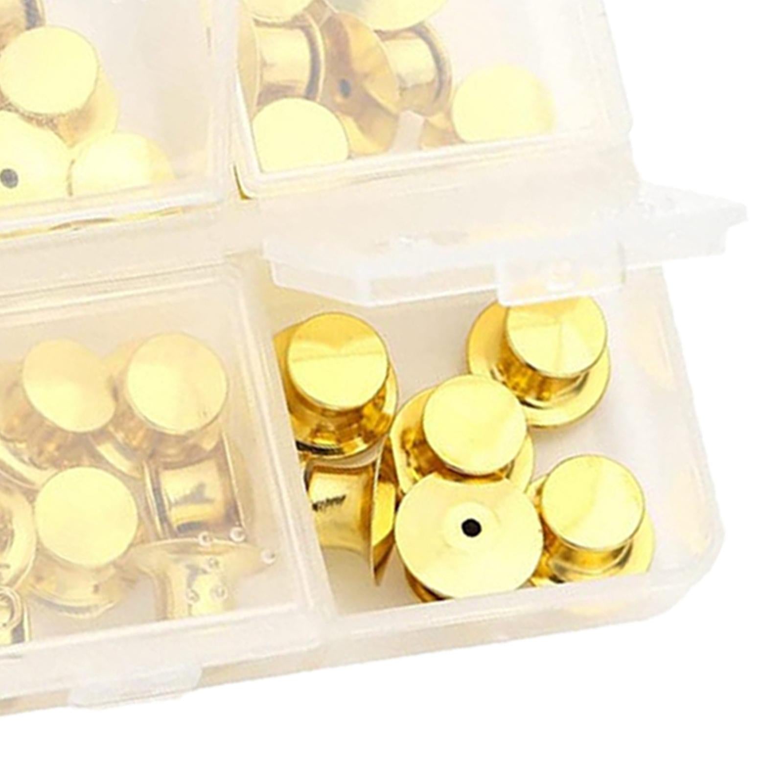 80x Metal Locking Pin Backs Clasp Locking Clasp Pins Keepers Multi-Purpose Gold