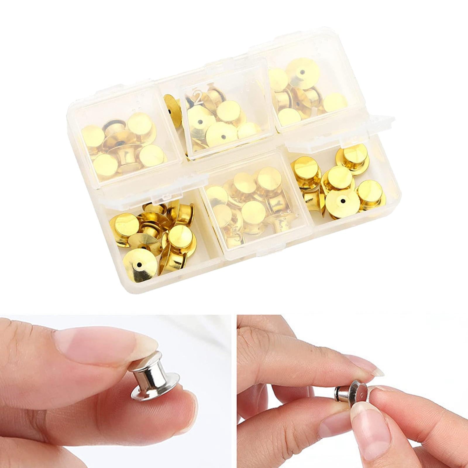 80x Metal Locking Pin Backs Clasp Locking Clasp Pins Keepers Multi-Purpose Gold