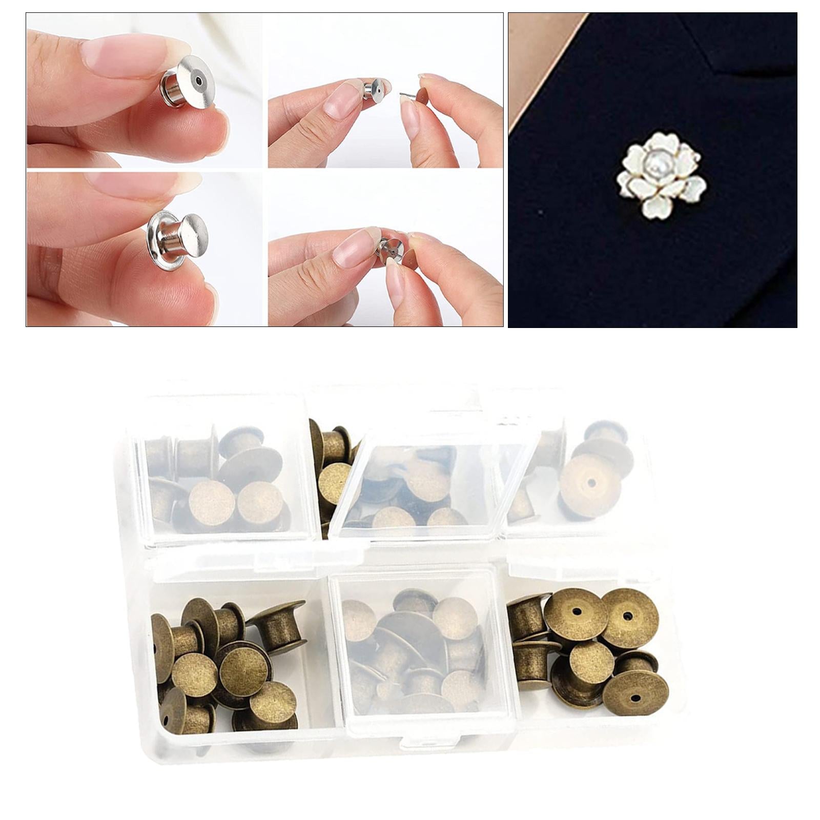 80x Metal Locking Pin Backs Clasp Locking Clasp Pins Keepers Multi-Purpose Bronze