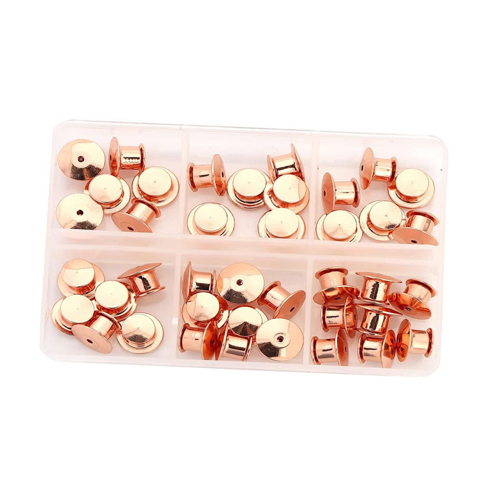80x Metal Locking Pin Backs Clasp Locking Clasp Pins Keepers Multi-Purpose Rose Gold