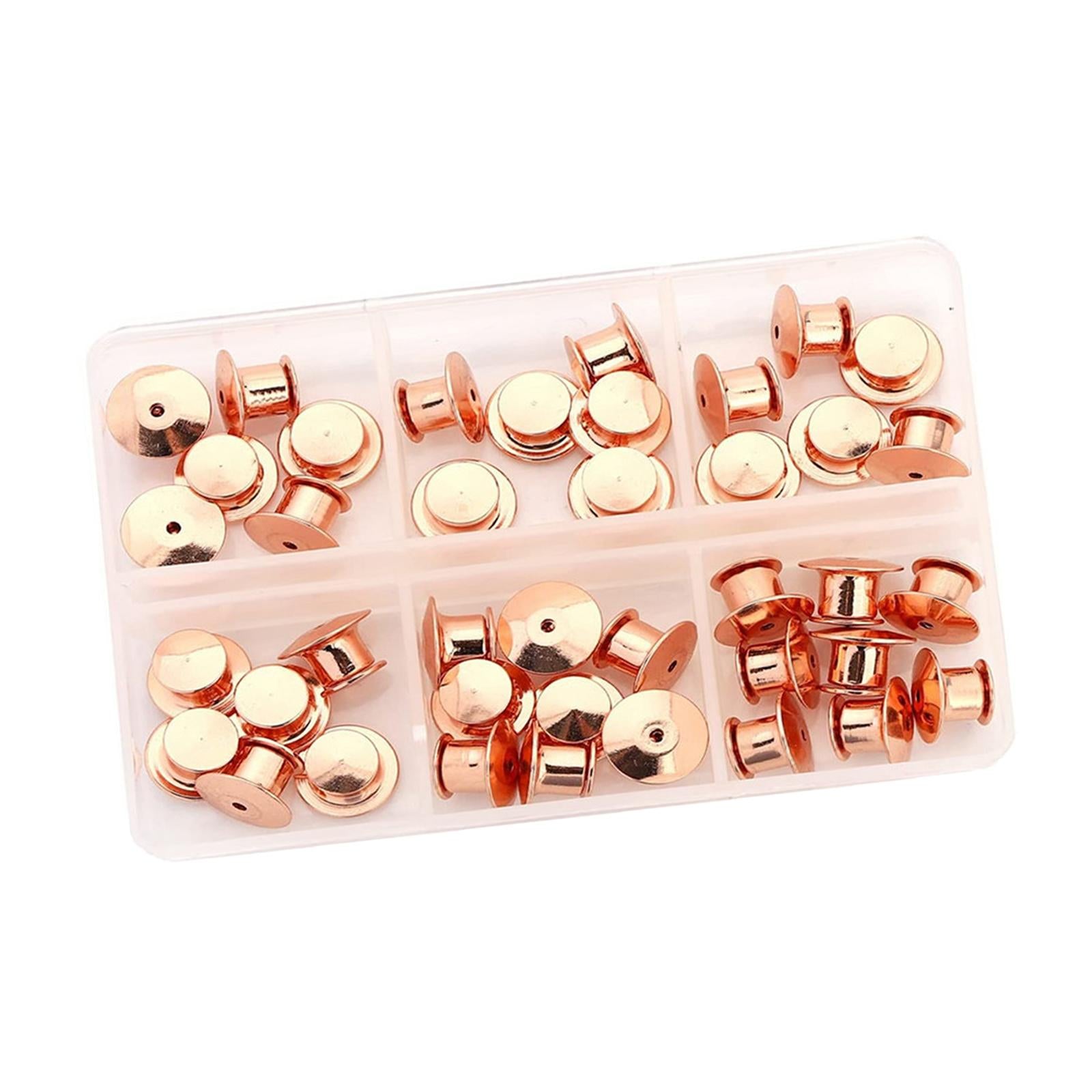 80x Metal Locking Pin Backs Clasp Locking Clasp Pins Keepers Multi-Purpose Rose Gold