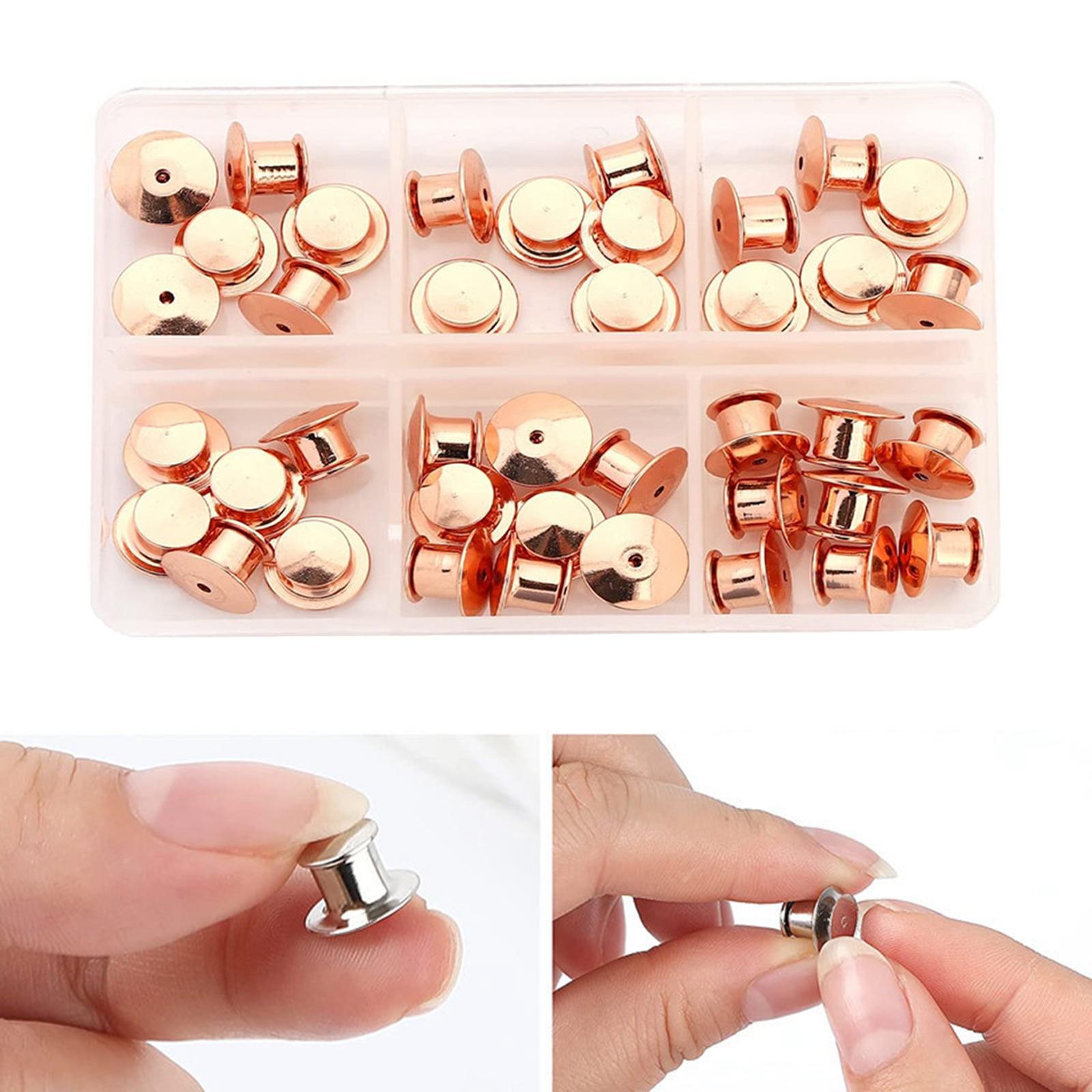80x Metal Locking Pin Backs Clasp Locking Clasp Pins Keepers Multi-Purpose Rose Gold