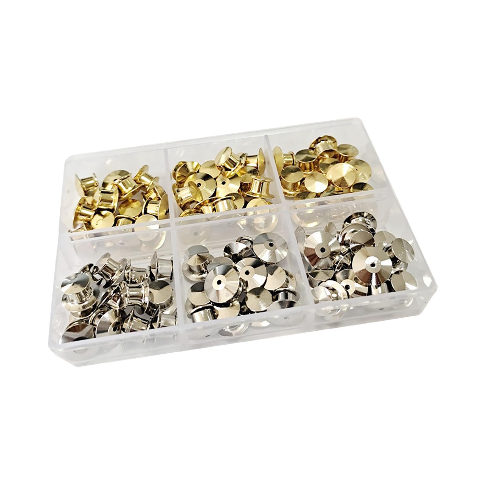 80x Metal Locking Pin Backs Clasp Locking Clasp Pins Keepers Multi-Purpose Gold+Silver