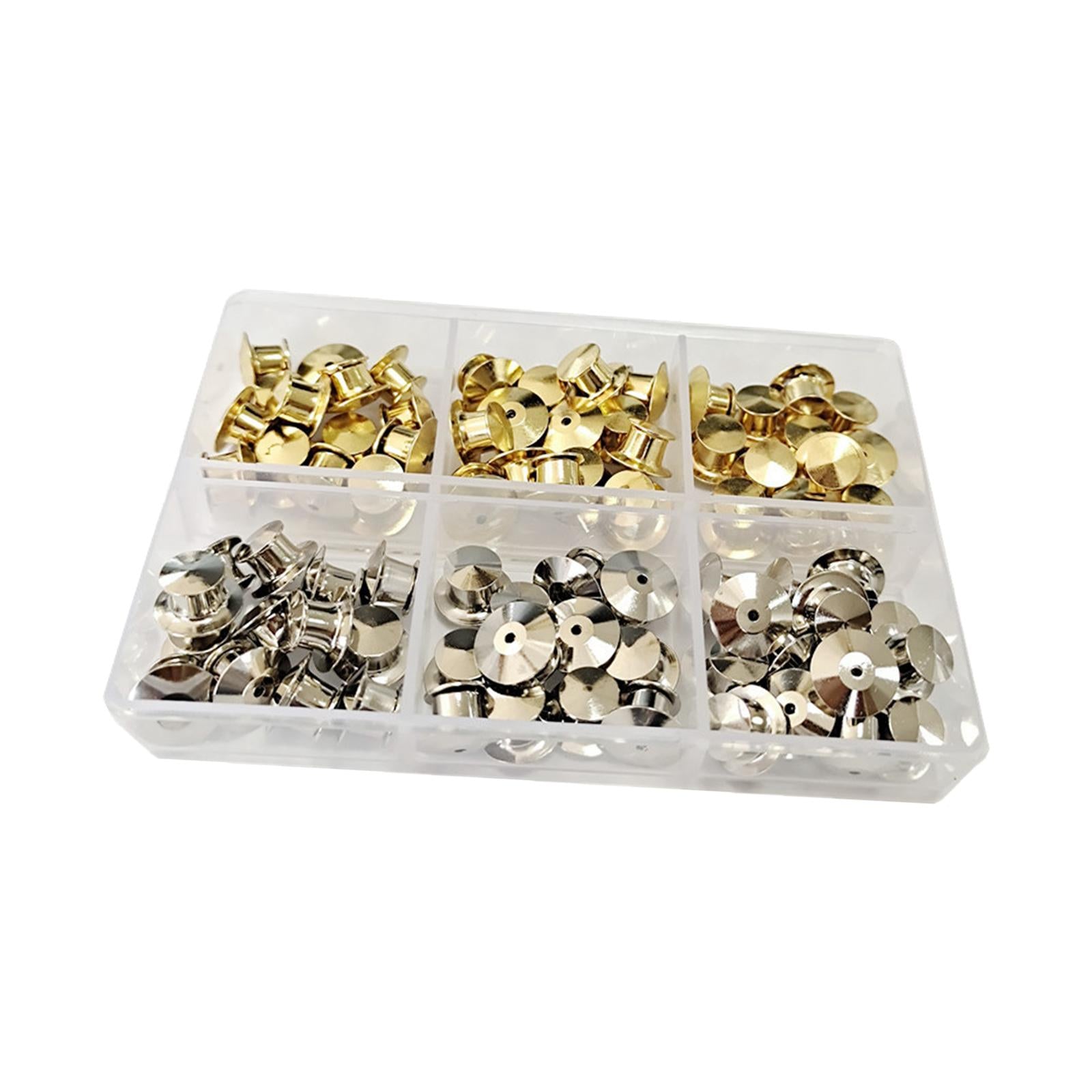 80x Metal Locking Pin Backs Clasp Locking Clasp Pins Keepers Multi-Purpose Gold+Silver
