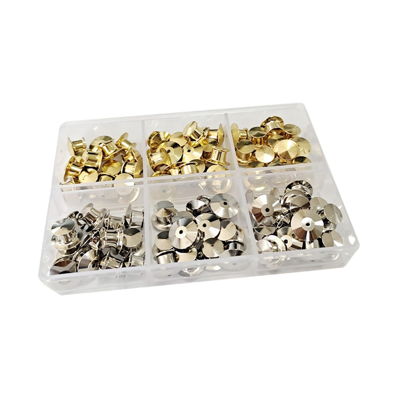 80x Metal Locking Pin Backs Clasp Locking Clasp Pins Keepers Multi-Purpose Gold+Silver