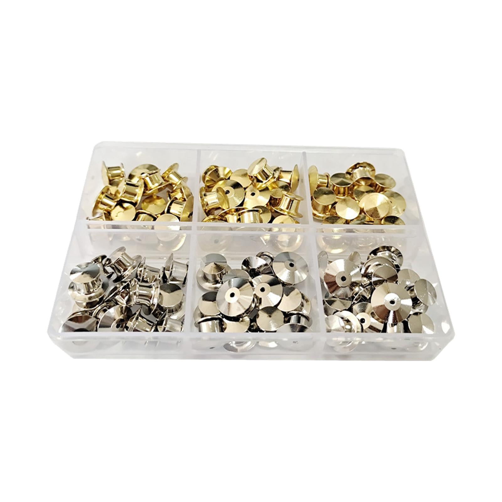 80x Metal Locking Pin Backs Clasp Locking Clasp Pins Keepers Multi-Purpose Gold+Silver