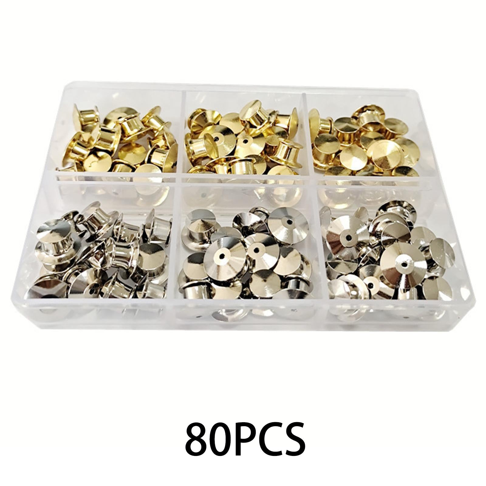 80x Metal Locking Pin Backs Clasp Locking Clasp Pins Keepers Multi-Purpose Gold+Silver