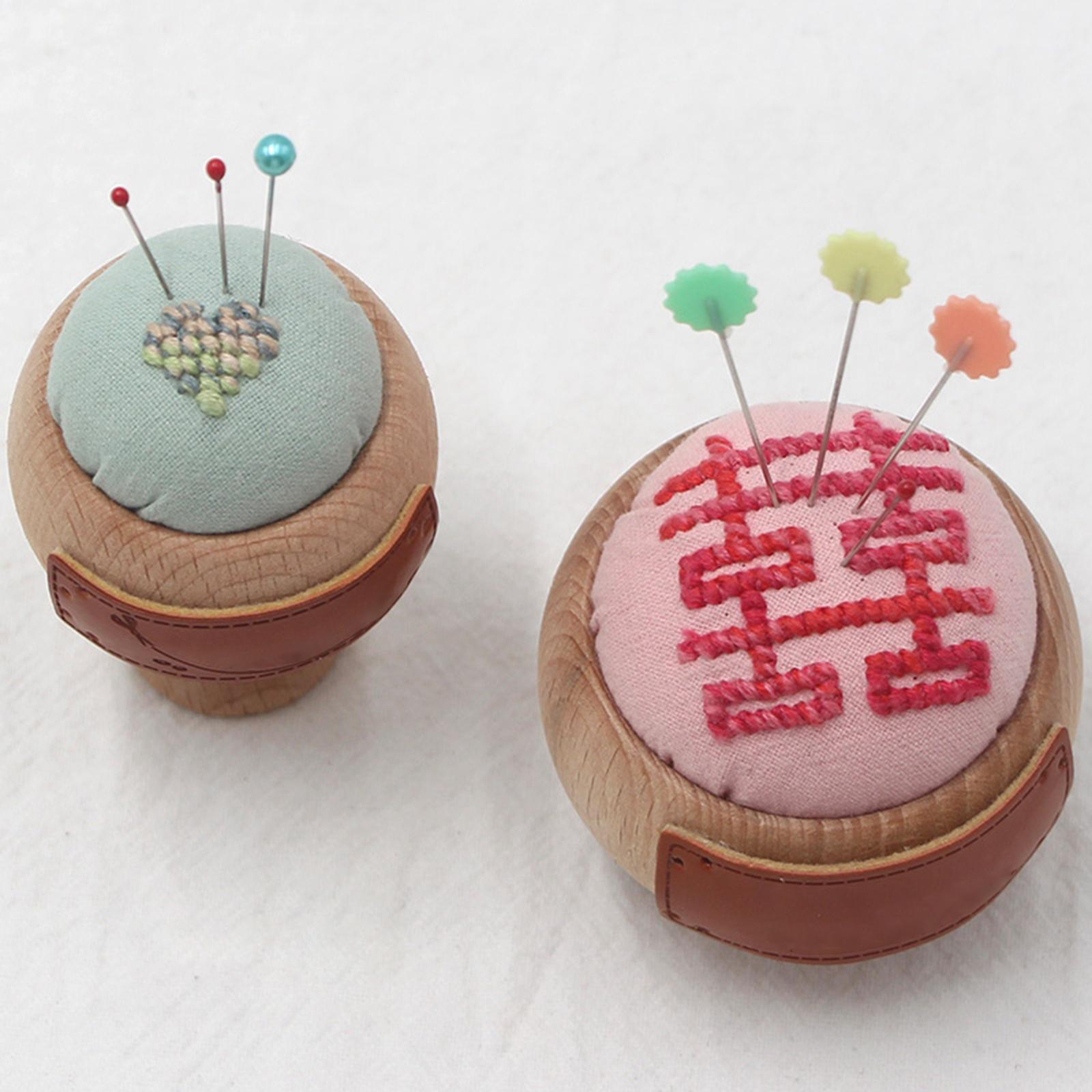 Sewing Needles Holder DIY Holder Accessory Wooden Bowl Pin Pillow Handcraft