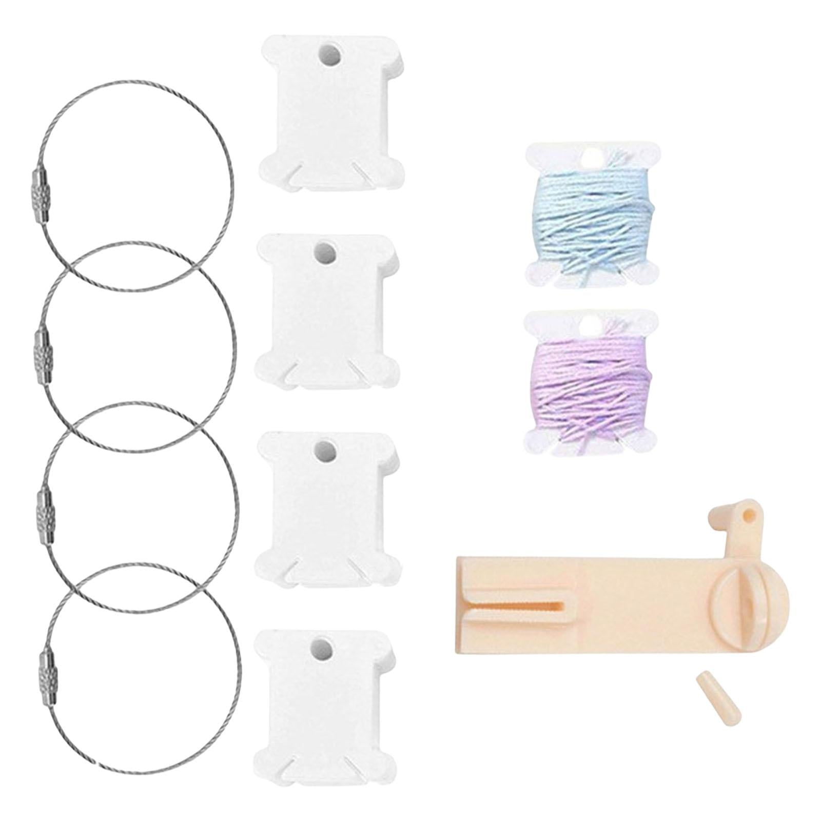 120x Plastic Floss Bobbins with Bobbin Winder Thread Cards for Cross Stitch