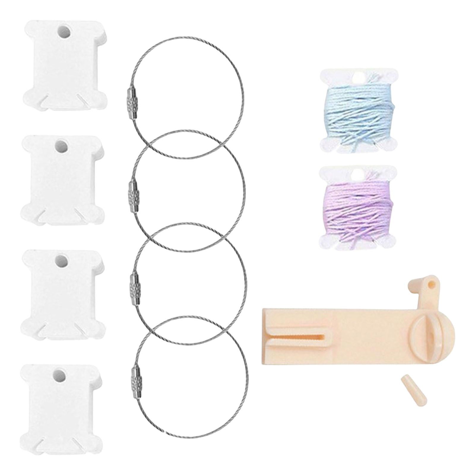 120x Plastic Floss Bobbins with Bobbin Winder Thread Cards for Cross Stitch